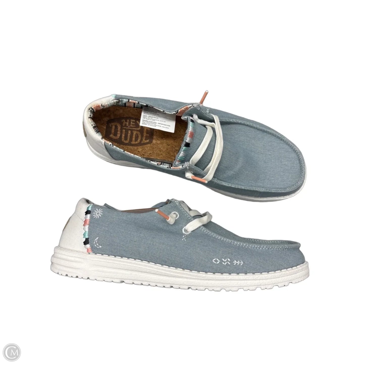 Shoes Flats By Hey Dude In Blue & White, Size: 9