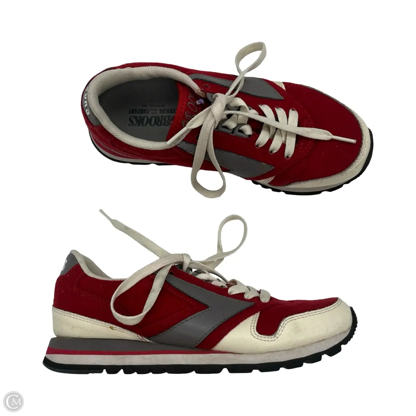 Shoes Sneakers By Brooks In Cream & Red, Size: 7