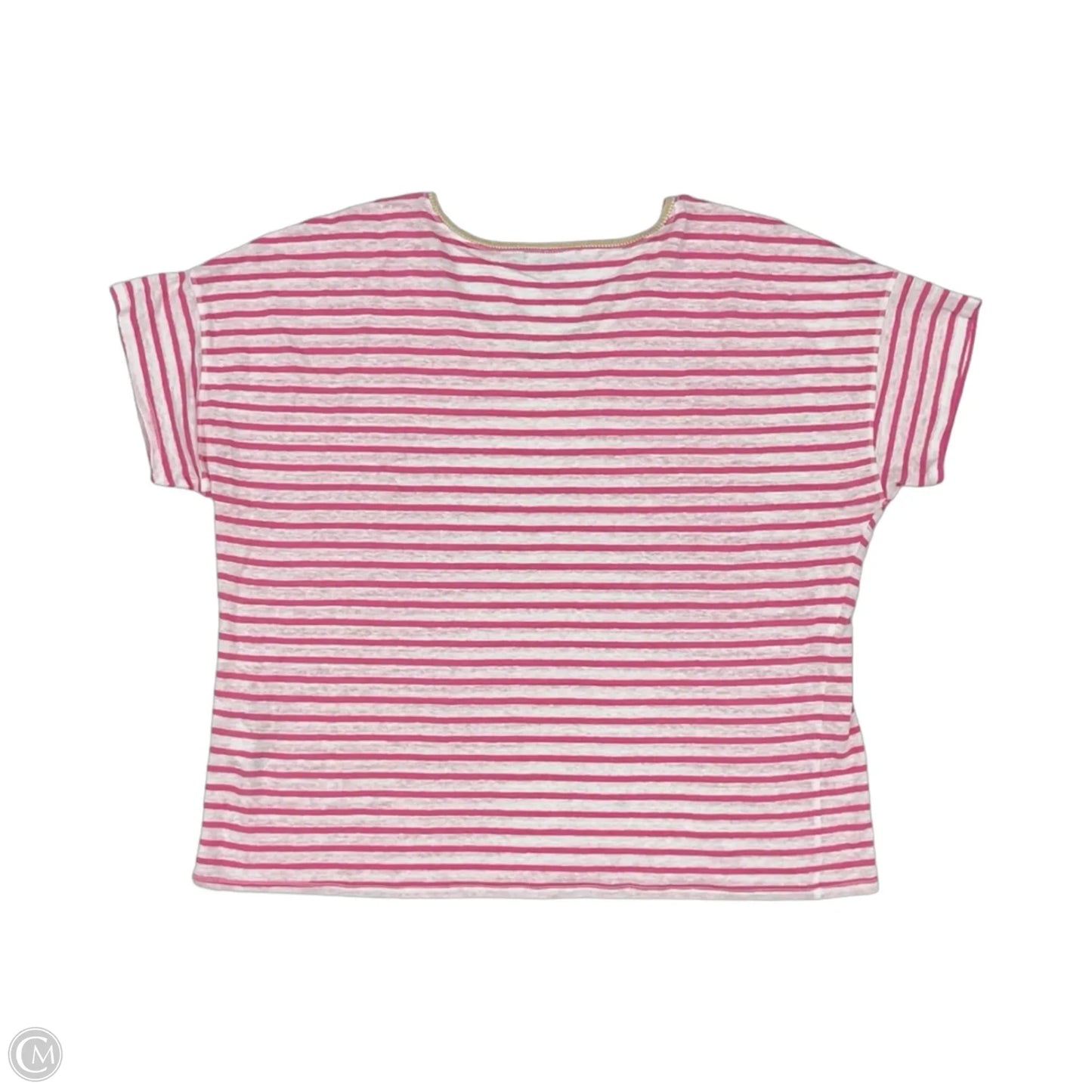 Top Short Sleeve By Chicos In Pink & White, Size: Xxl