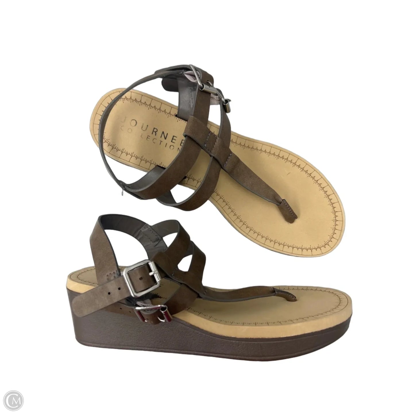 Sandals Heels Wedge By Journee In Brown, Size: 8