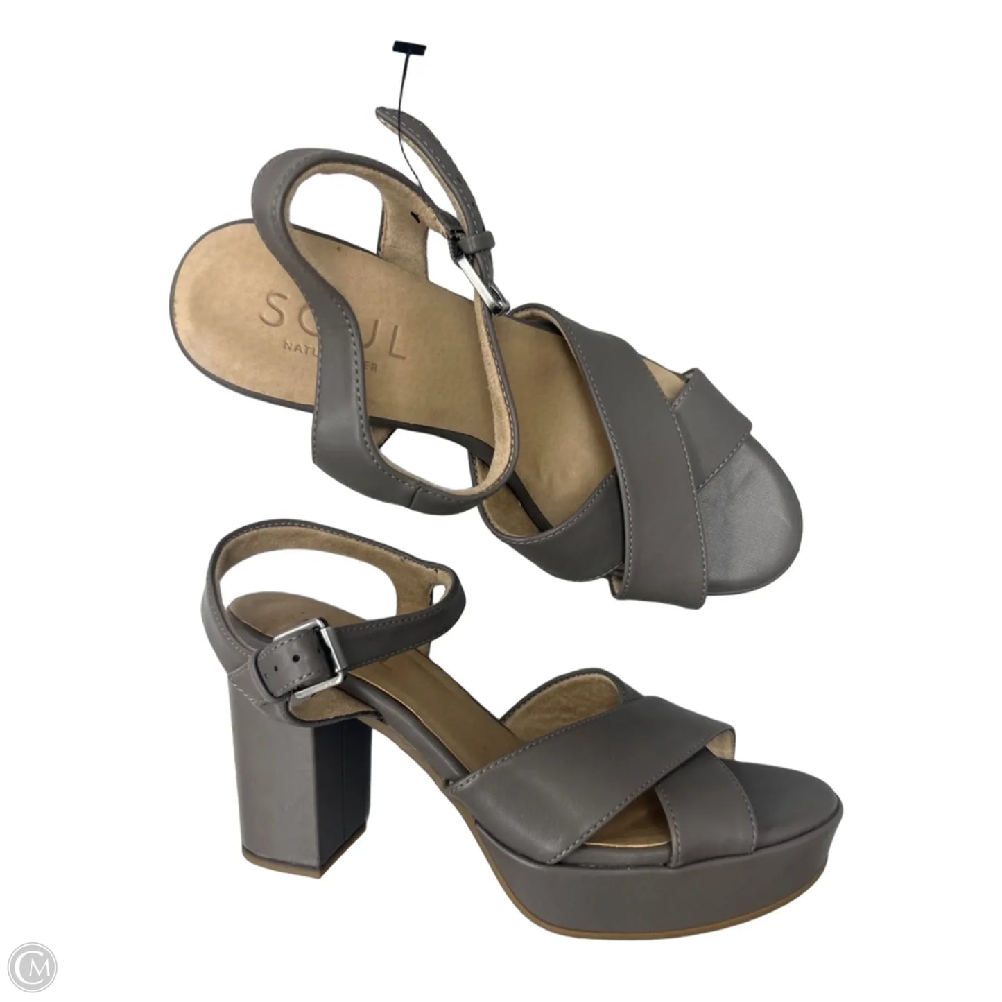 Sandals Heels Platform By Clothes Mentor In Grey, Size: 9.5