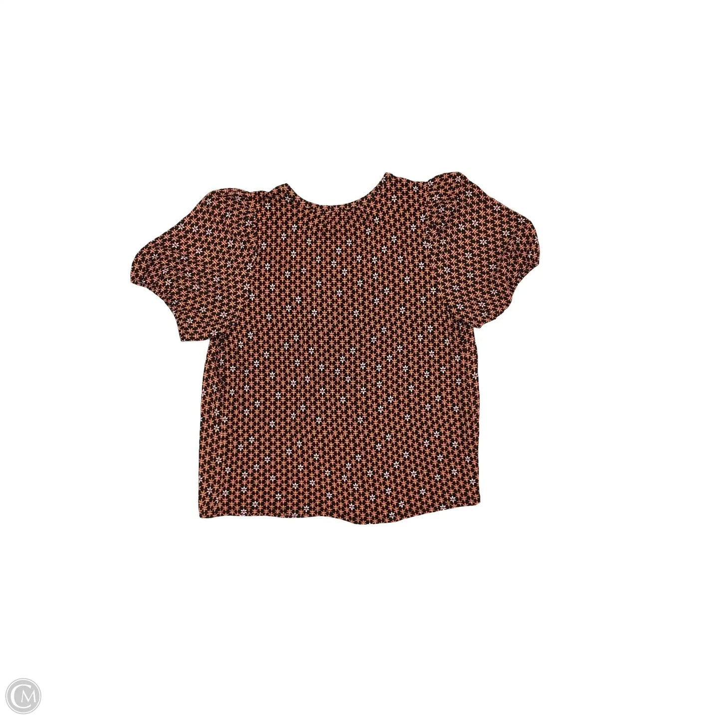 Blouse Short Sleeve By Loft In Black & Orange, Size: L