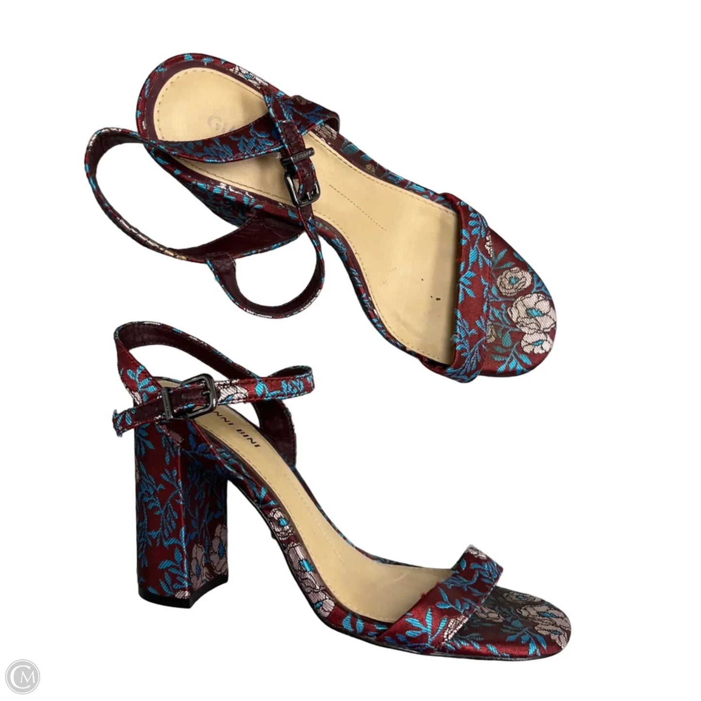 Sandals Heels Block By Gianni Bini In Blue & Red, Size: 8