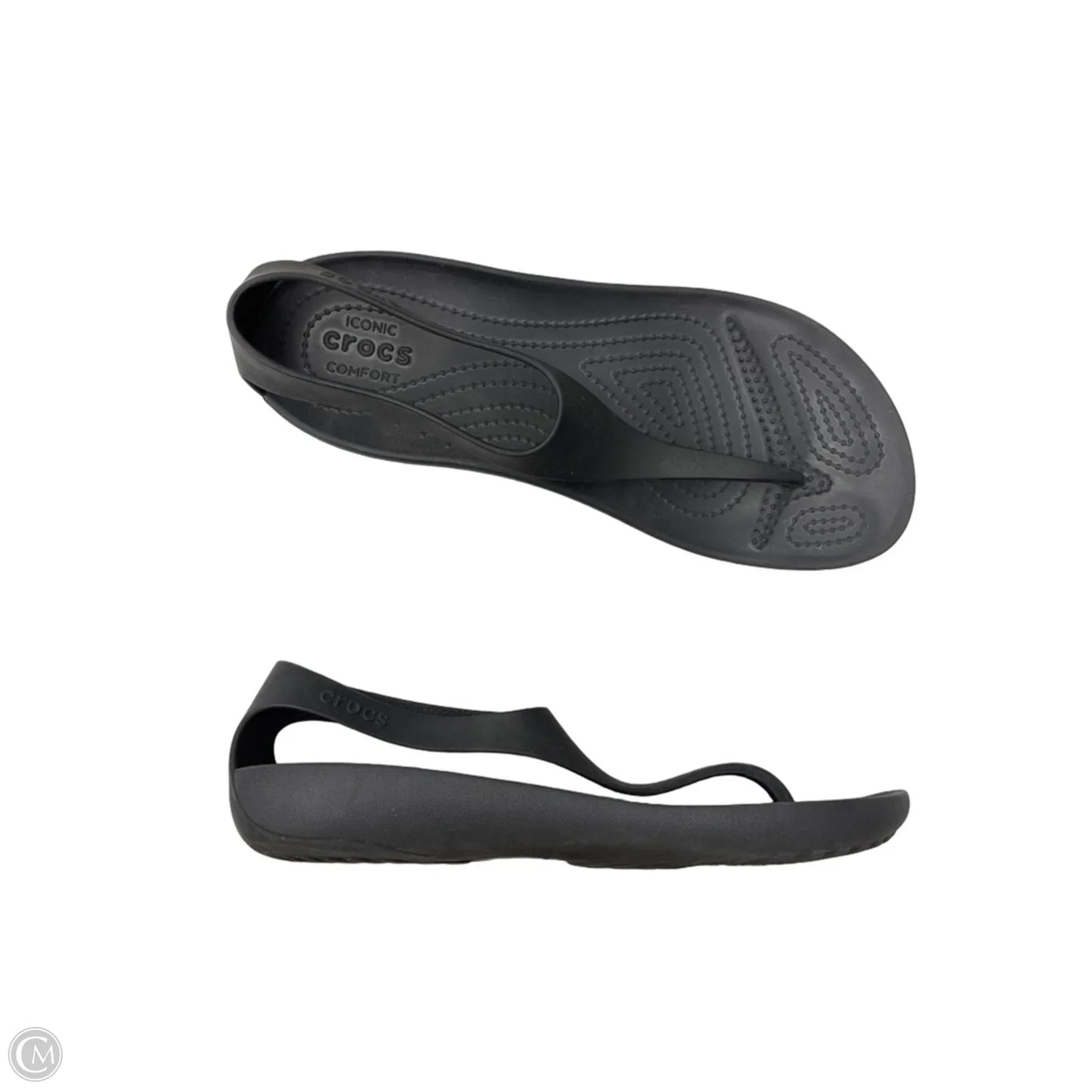 Sandals Flats By Crocs In Black, Size: 9