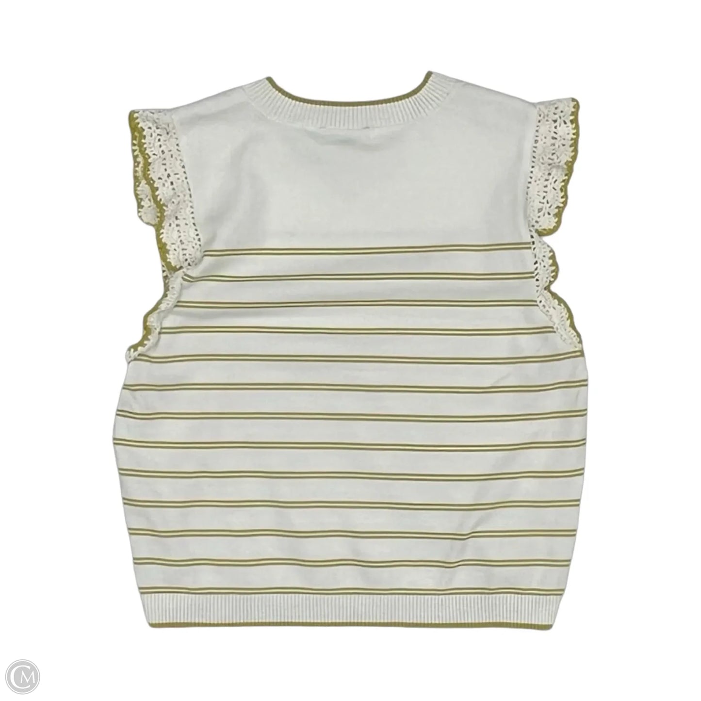 Sweater Short Sleeve By Democracy In Cream & Green, Size: L