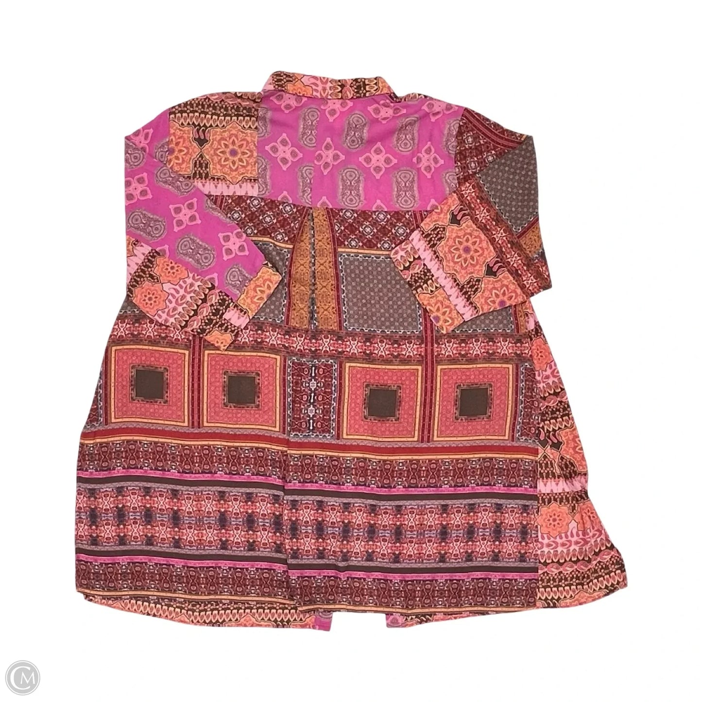 Tunic 3/4 Sleeve By Rose And Olive In Brown & Pink, Size: 2x