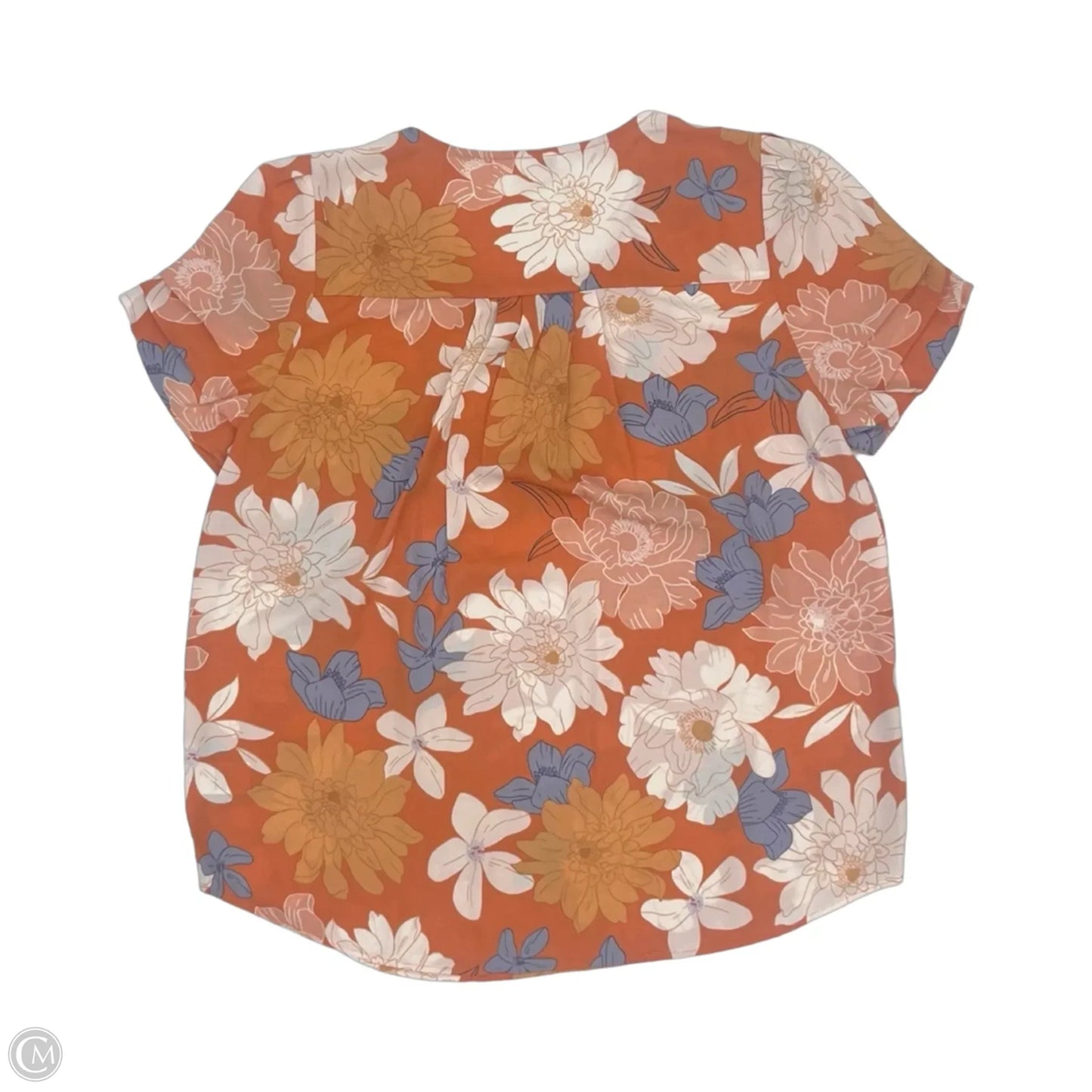 Blouse Short Sleeve By Dr2 In Orange & White, Size: L