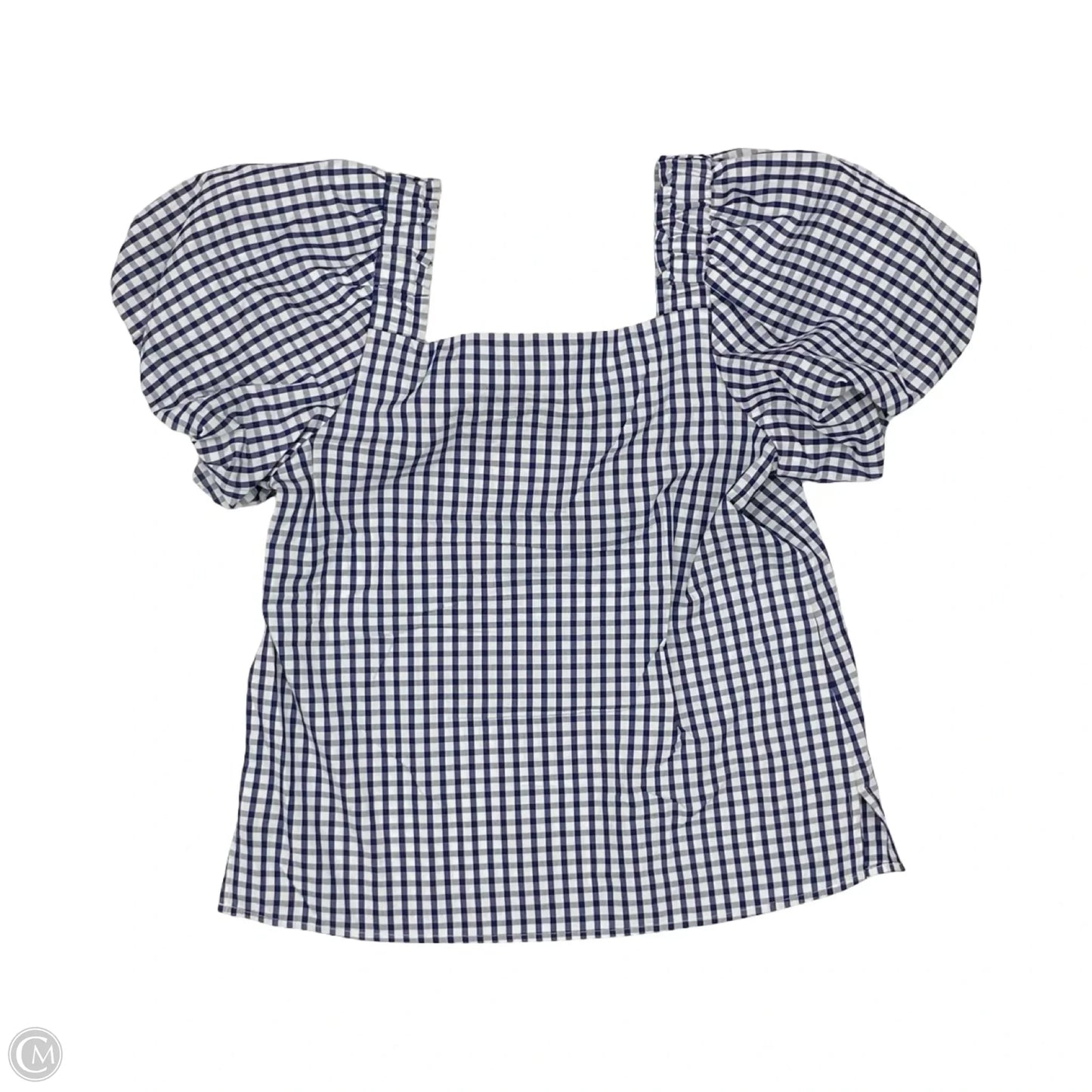 Blouse Short Sleeve By Cece In Blue & White, Size: S