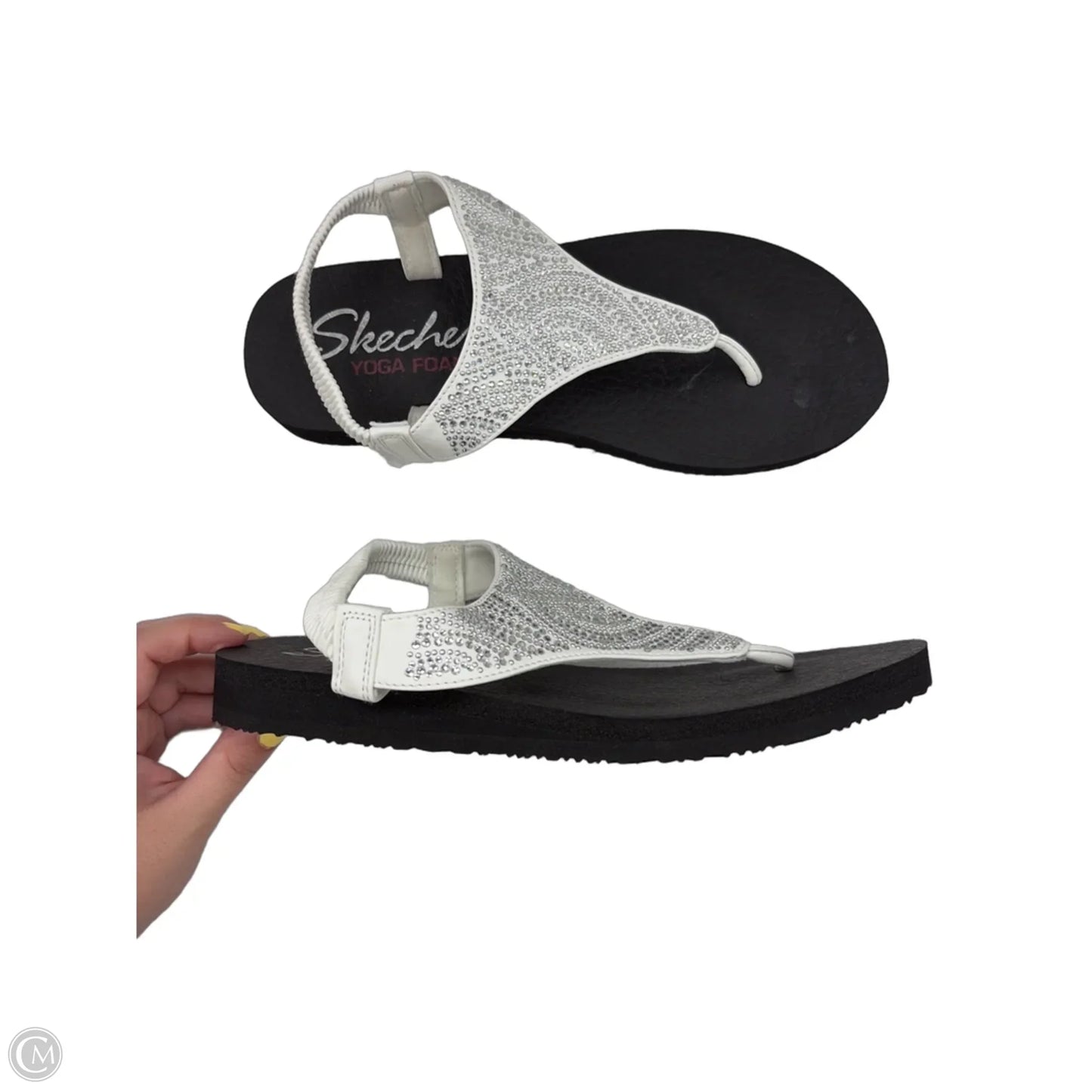 Sandals Flats By Skechers In Black & White, Size: 8