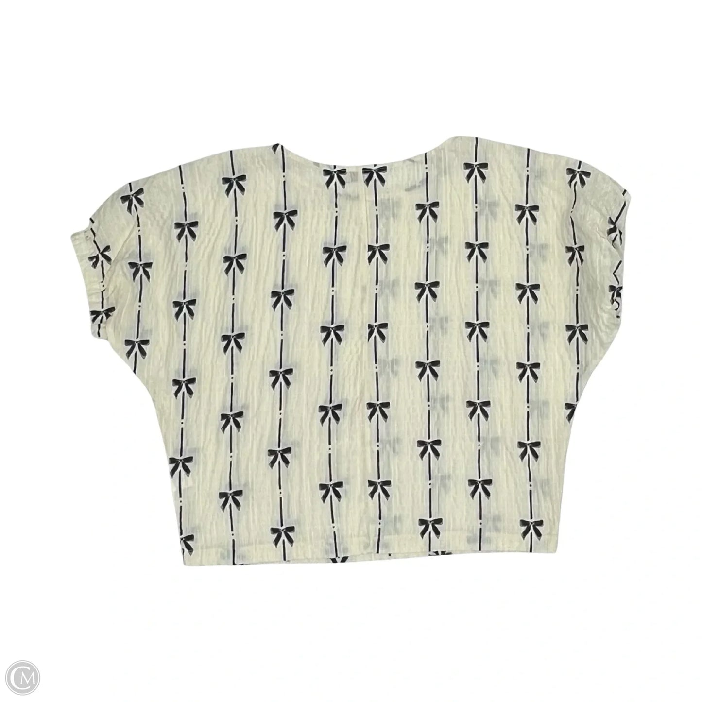 Blouse Short Sleeve By Clothes Mentor In Black & Cream, Size: S
