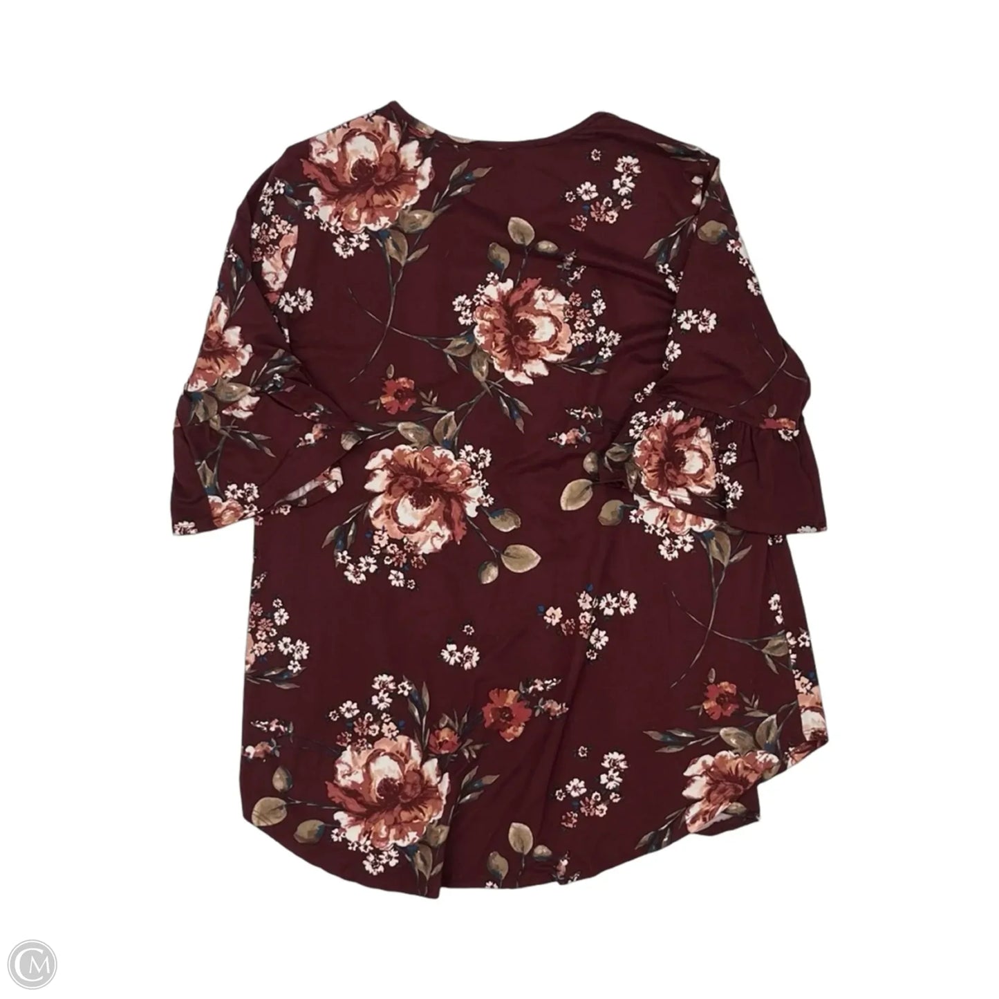 Blouse Short Sleeve By Sweet Lovely In Maroon, Size: 2x