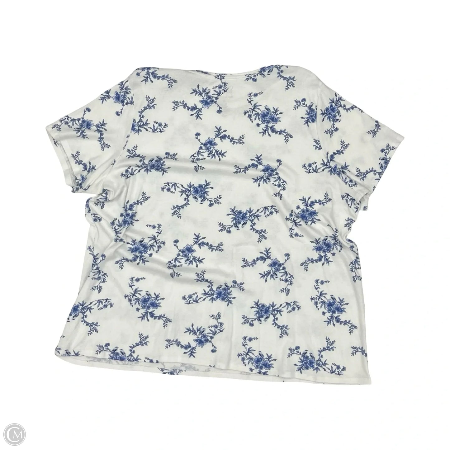 Top Short Sleeve By Croft And Barrow In Blue & White, Size: 2x