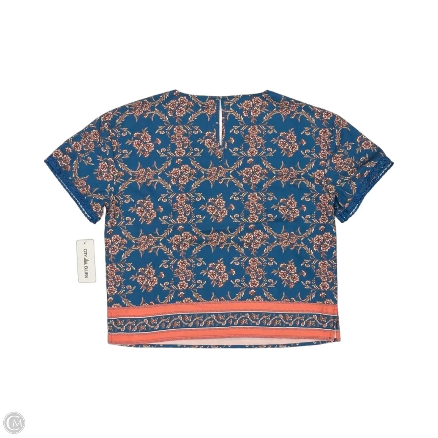 Blouse Short Sleeve By Clothes Mentor In Blue & Pink, Size: M