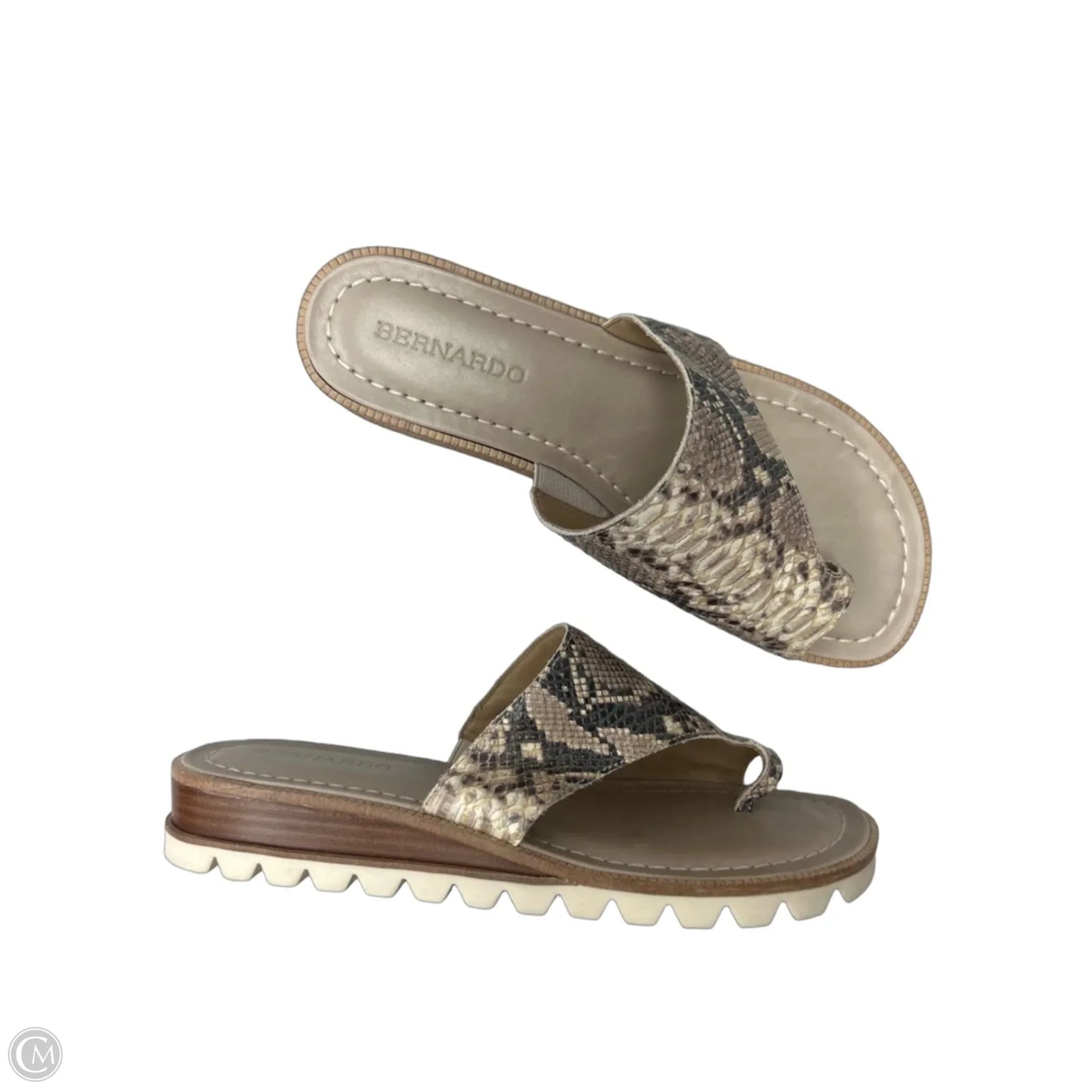 Sandals Heels Wedge By Bernardo In Snakeskin Print, Size: 8