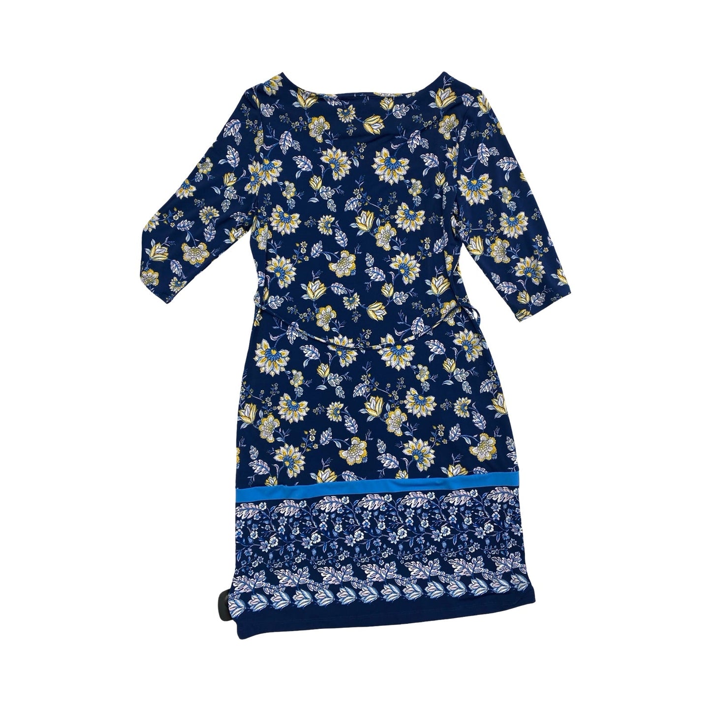 Dress Casual Midi By Liz Claiborne In Blue & Yellow, Size:M