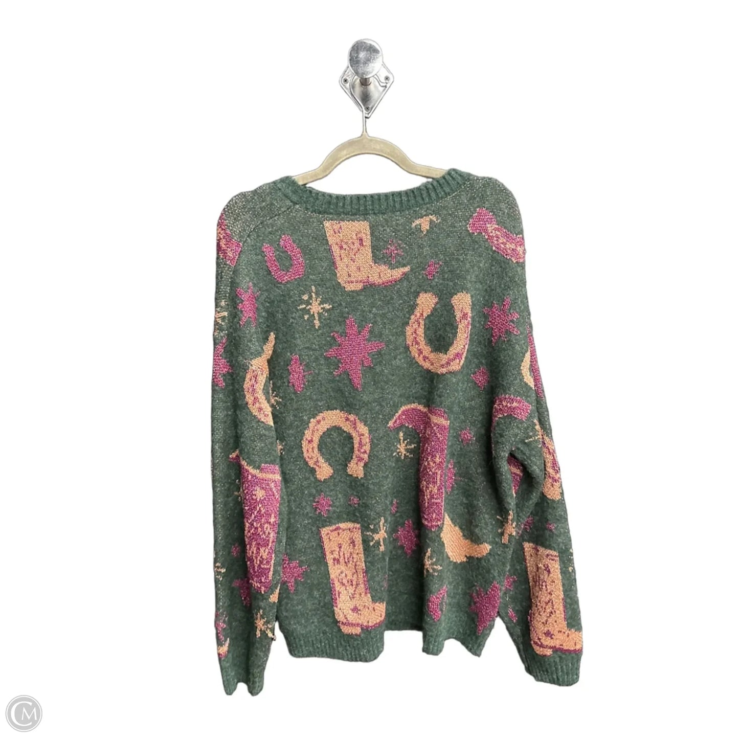Sweater By Entro In Green & Pink, Size: L