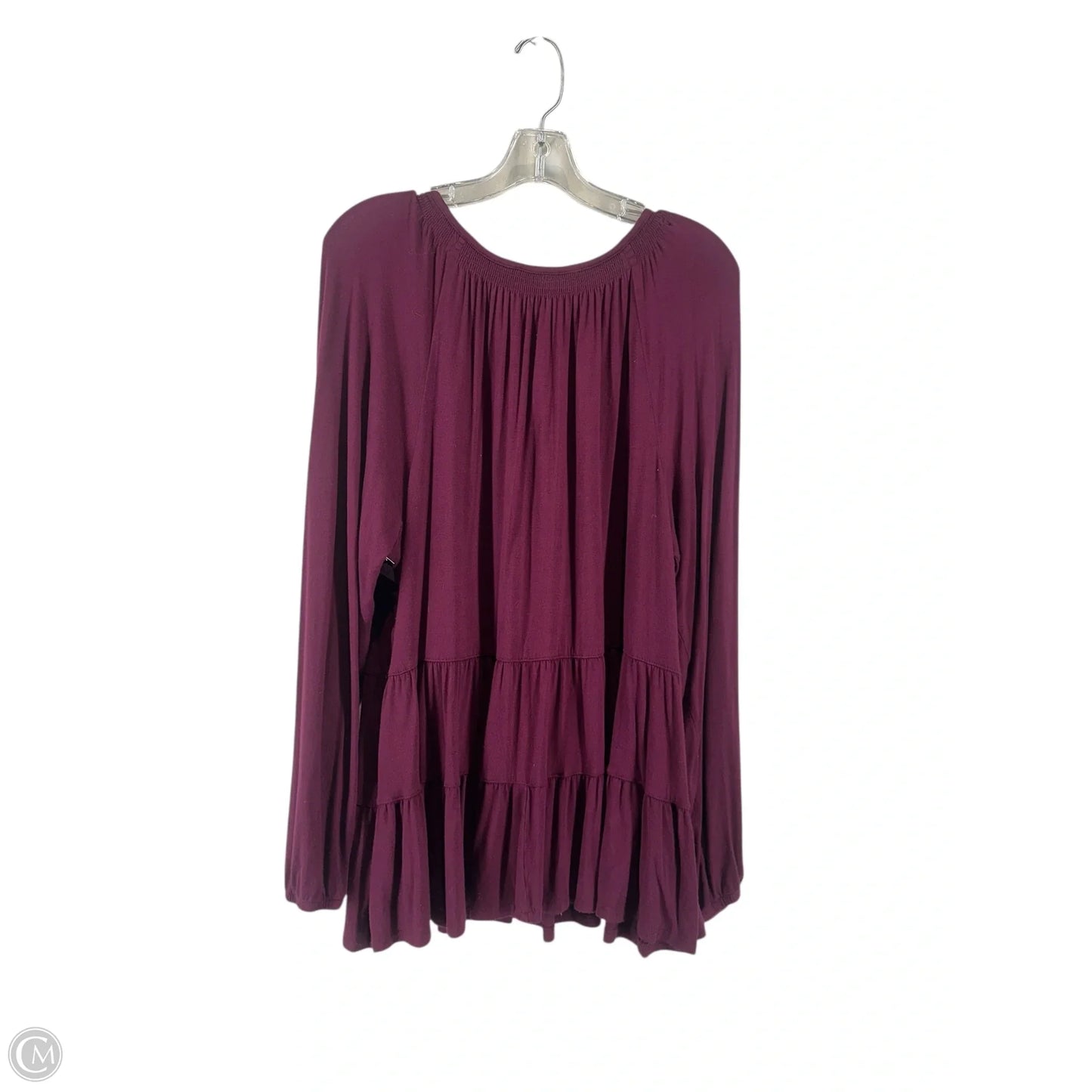 Top Long Sleeve Basic By Terra & Sky In Purple, Size: 1x