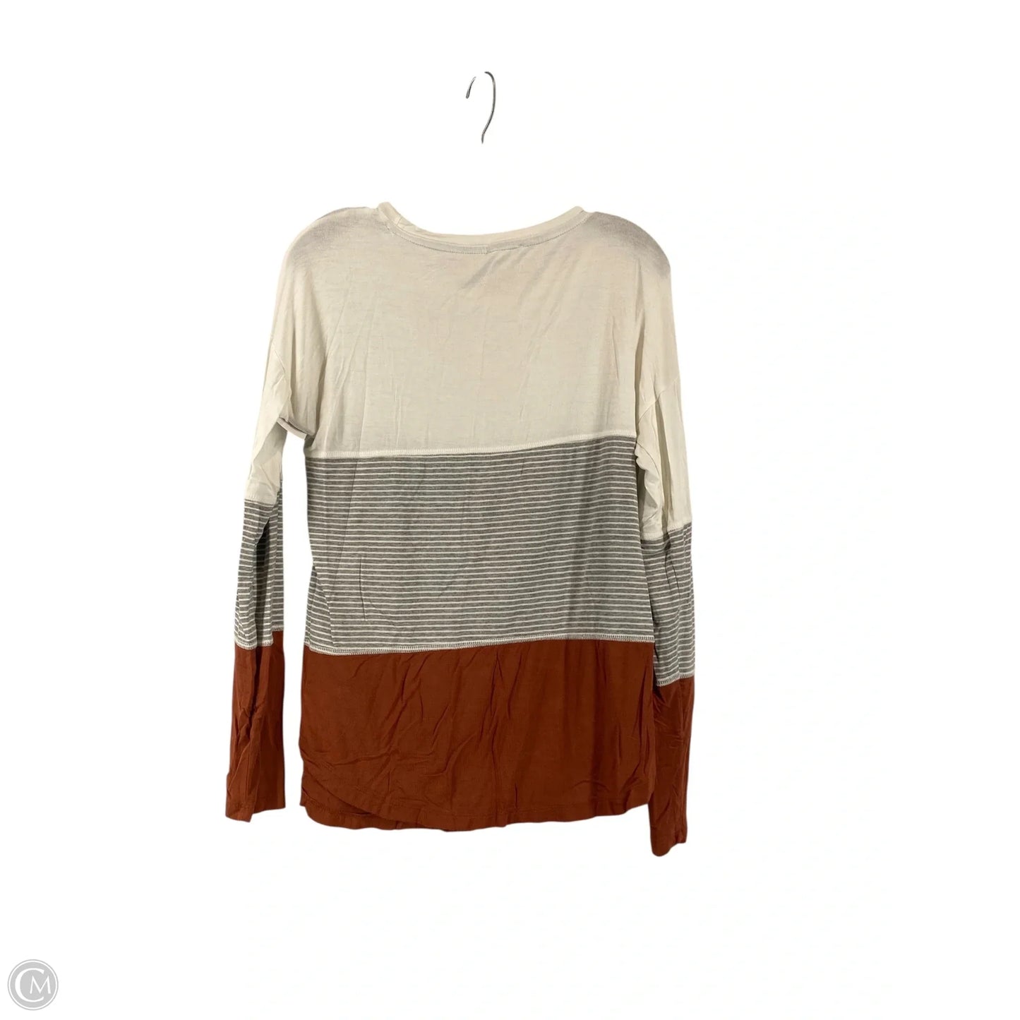 Top Long Sleeve By Hem & Thread In Grey & White, Size: S