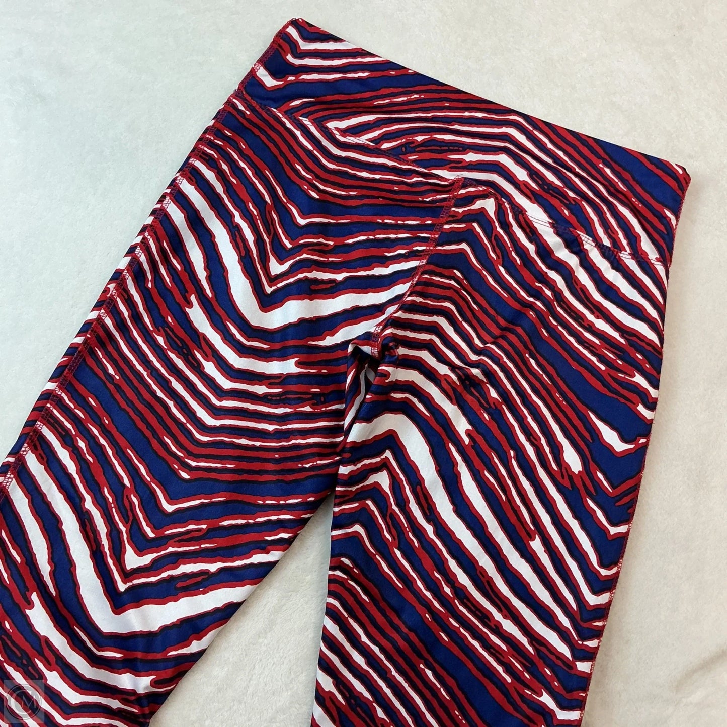 Athletic Leggings By Majestic In Blue Red & White, Size: M