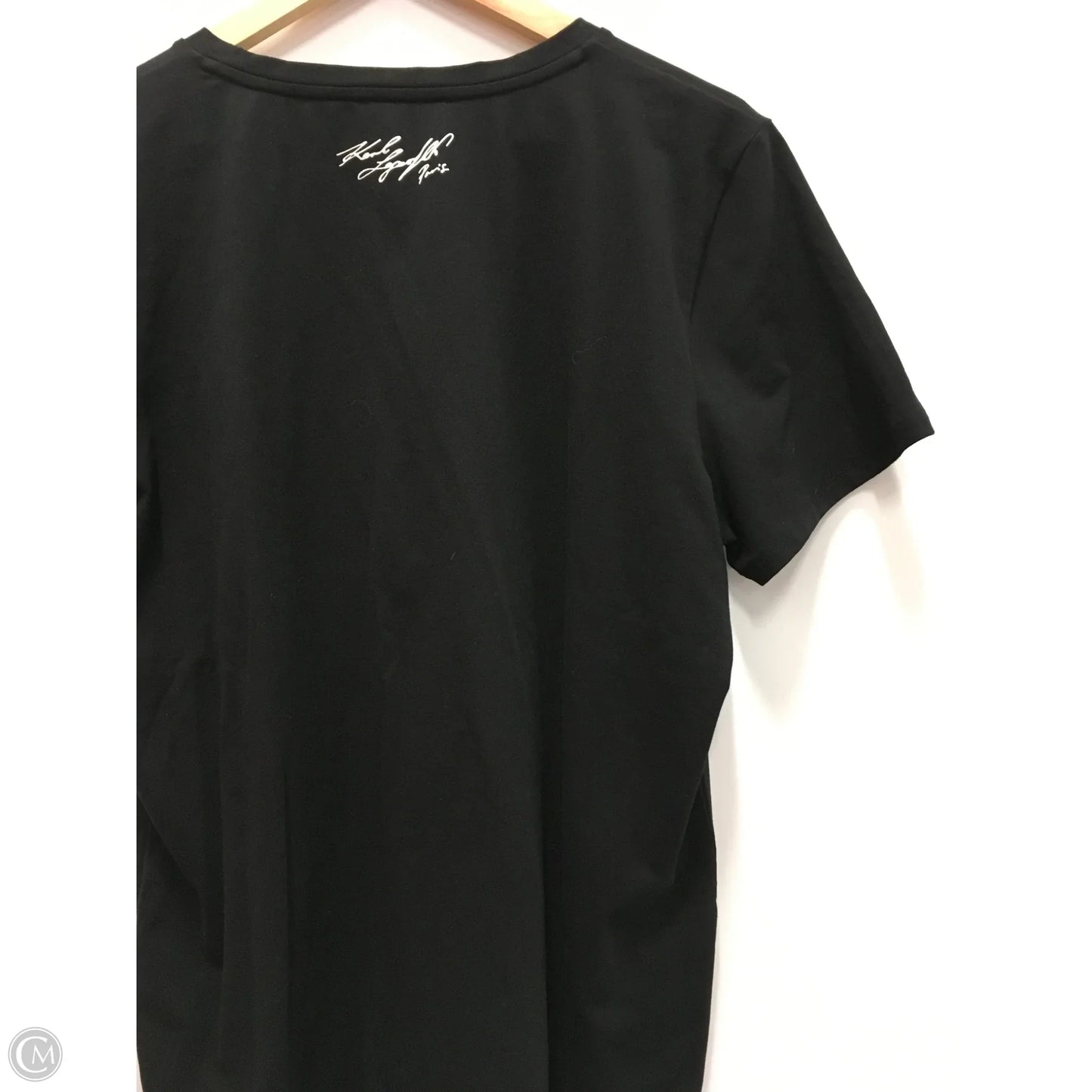 Top Short Sleeve Designer By Karl Lagerfeld In Black, Size: Xl