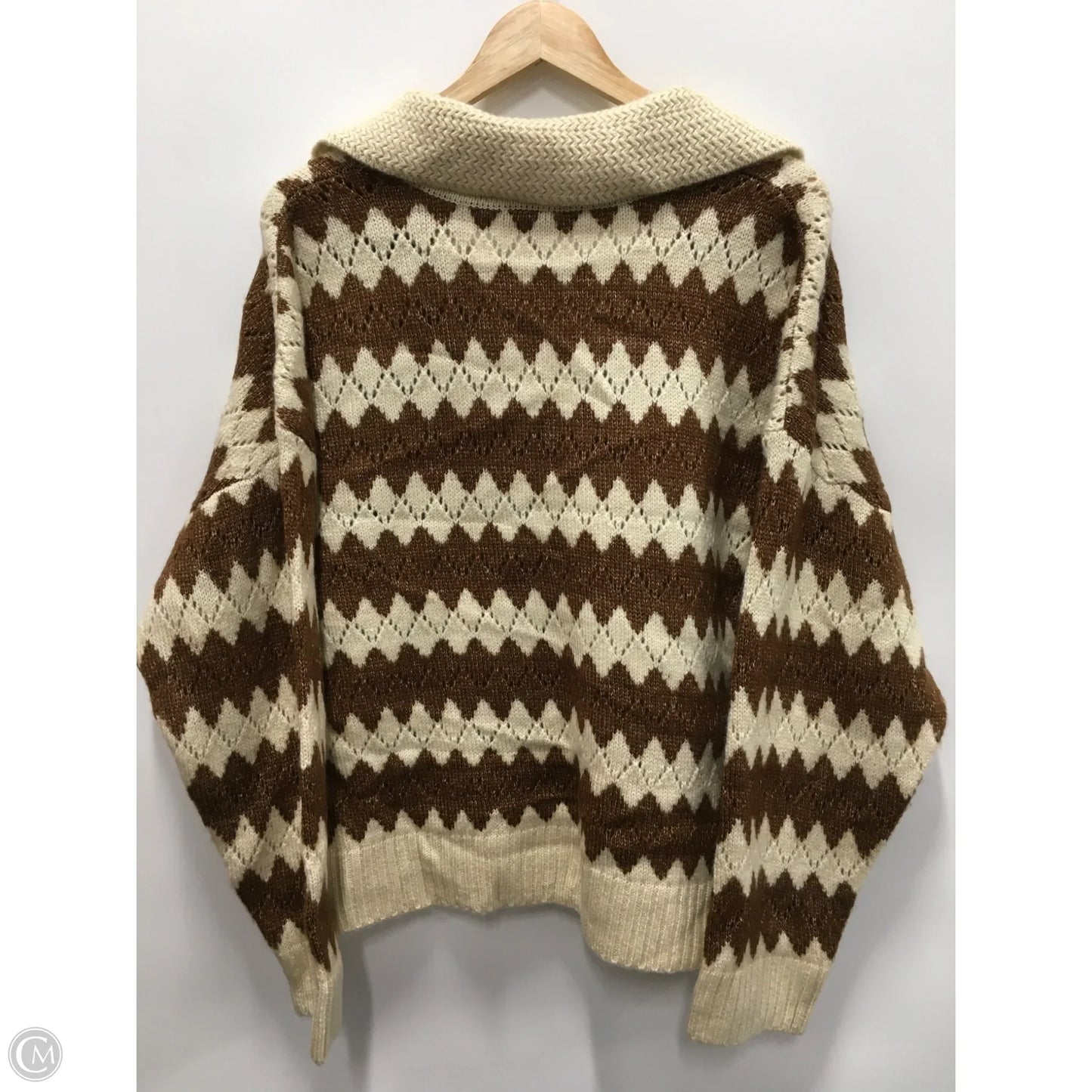 Sweater By Ana In Brown & Cream, Size: Xl