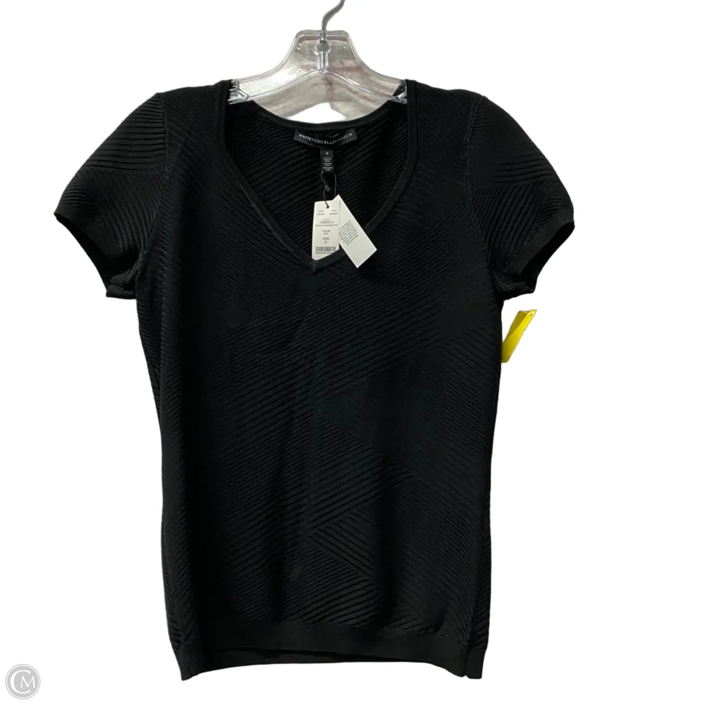 Top Short Sleeve By White House Black Market In Black, Size: S