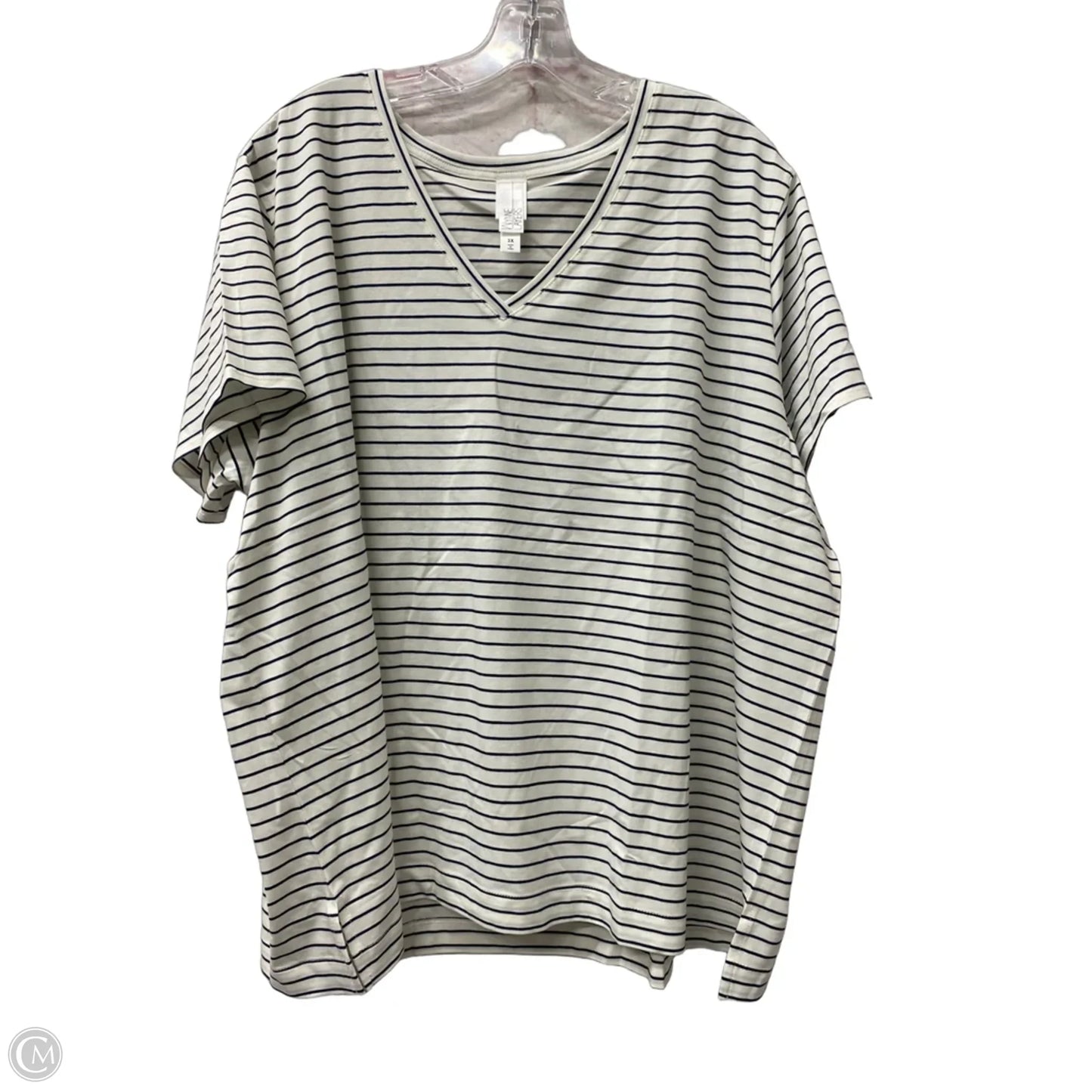 Top Short Sleeve Basic By wynne lsyers In Black & White, Size: 3x