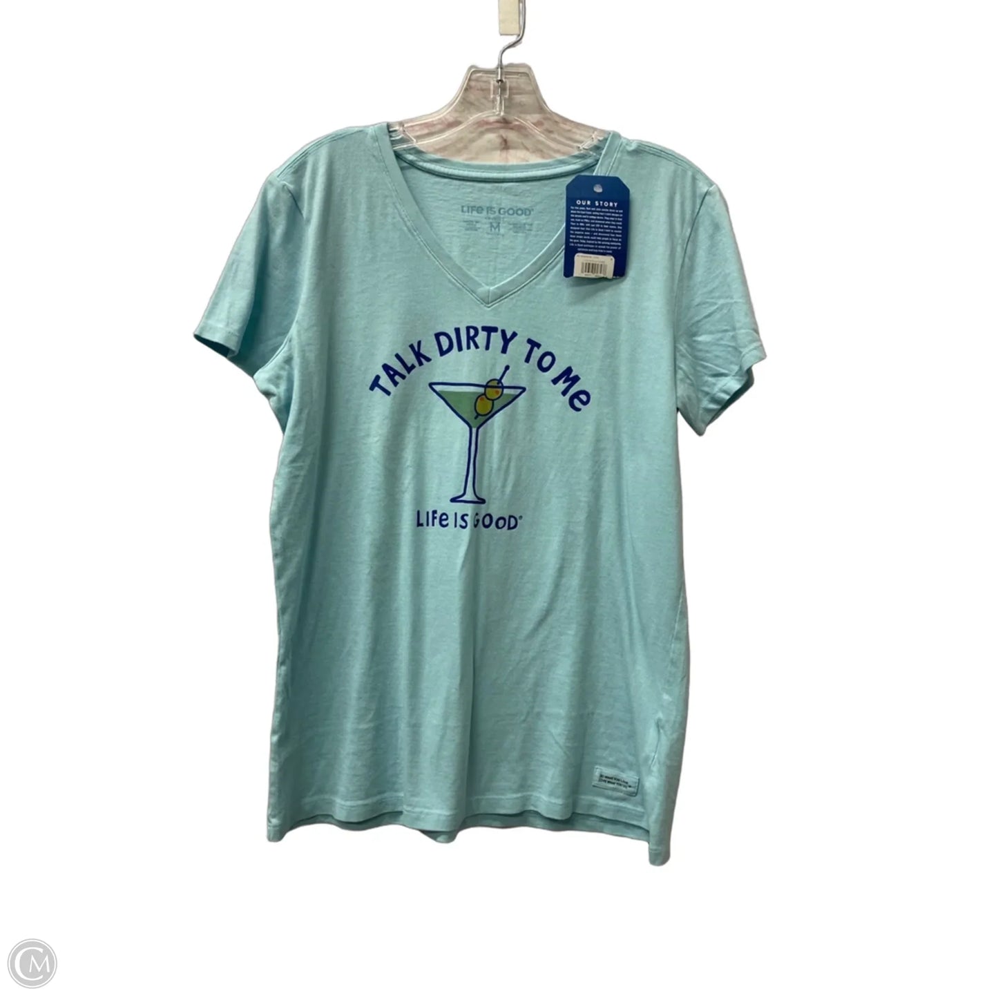 Athletic Top Short Sleeve By Life Is Good In Blue, Size: M