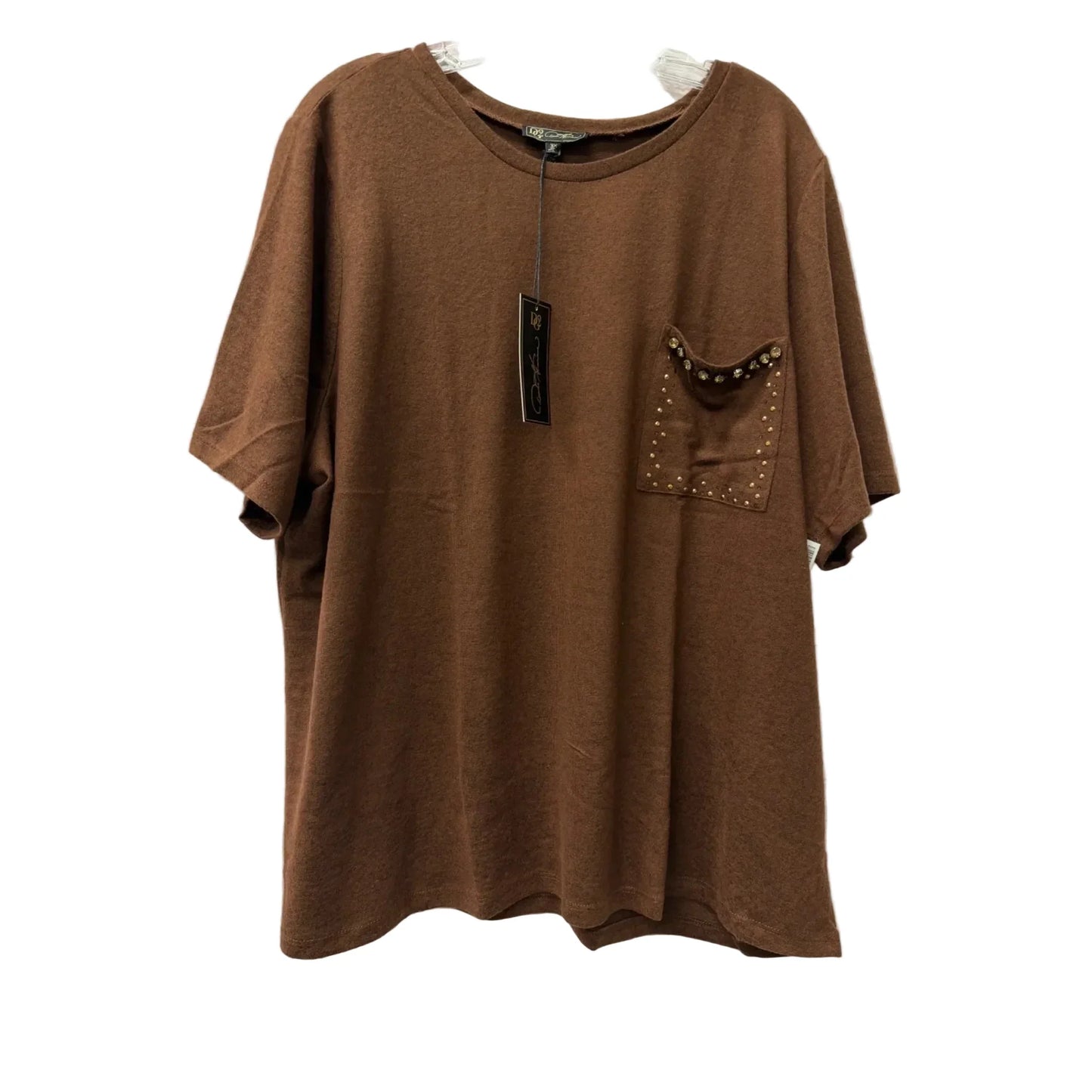 Top Short Sleeve By Dg2 In Brown, Size: 3x