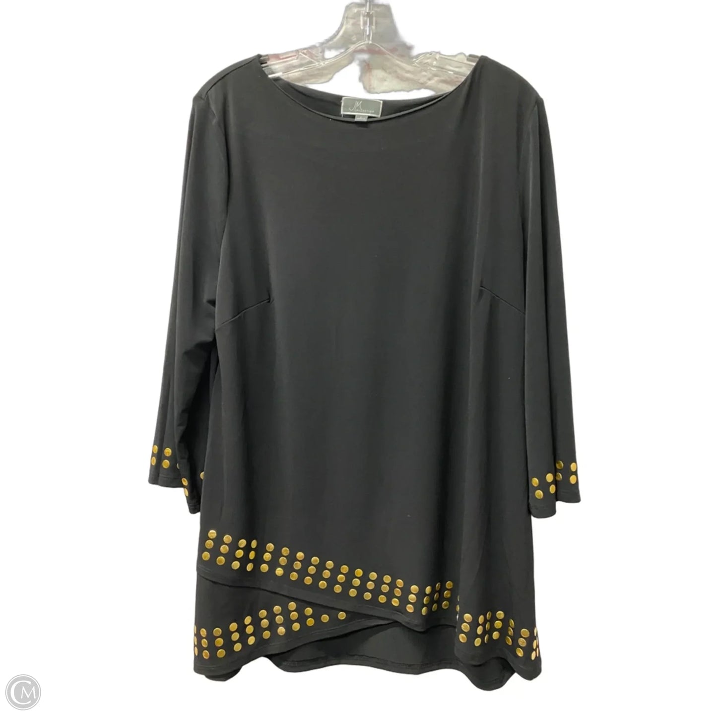 Top 3/4 Sleeve By Jm Collections In Black, Size: L