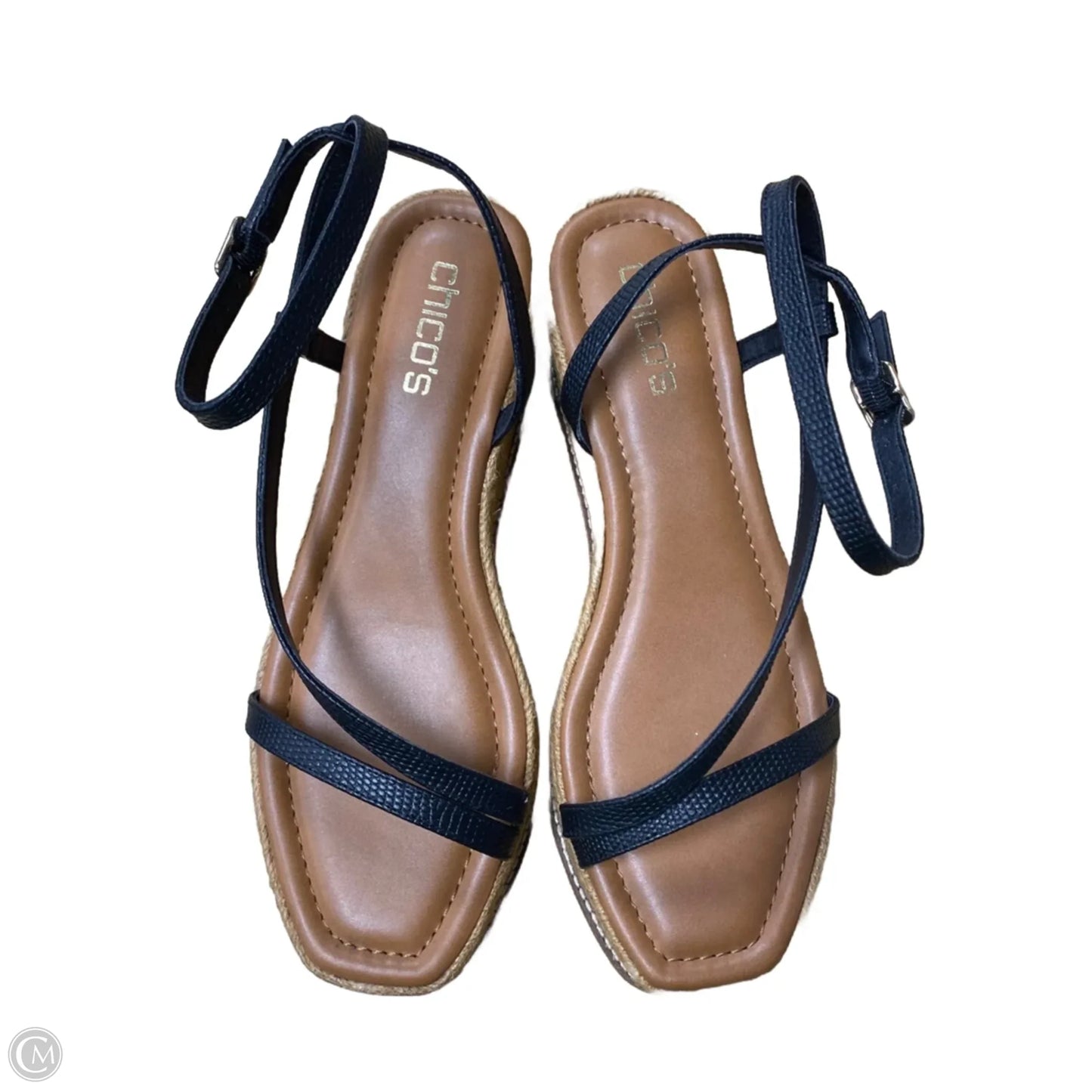 Sandals Flats By Chicos In Black & Tan, Size: 9