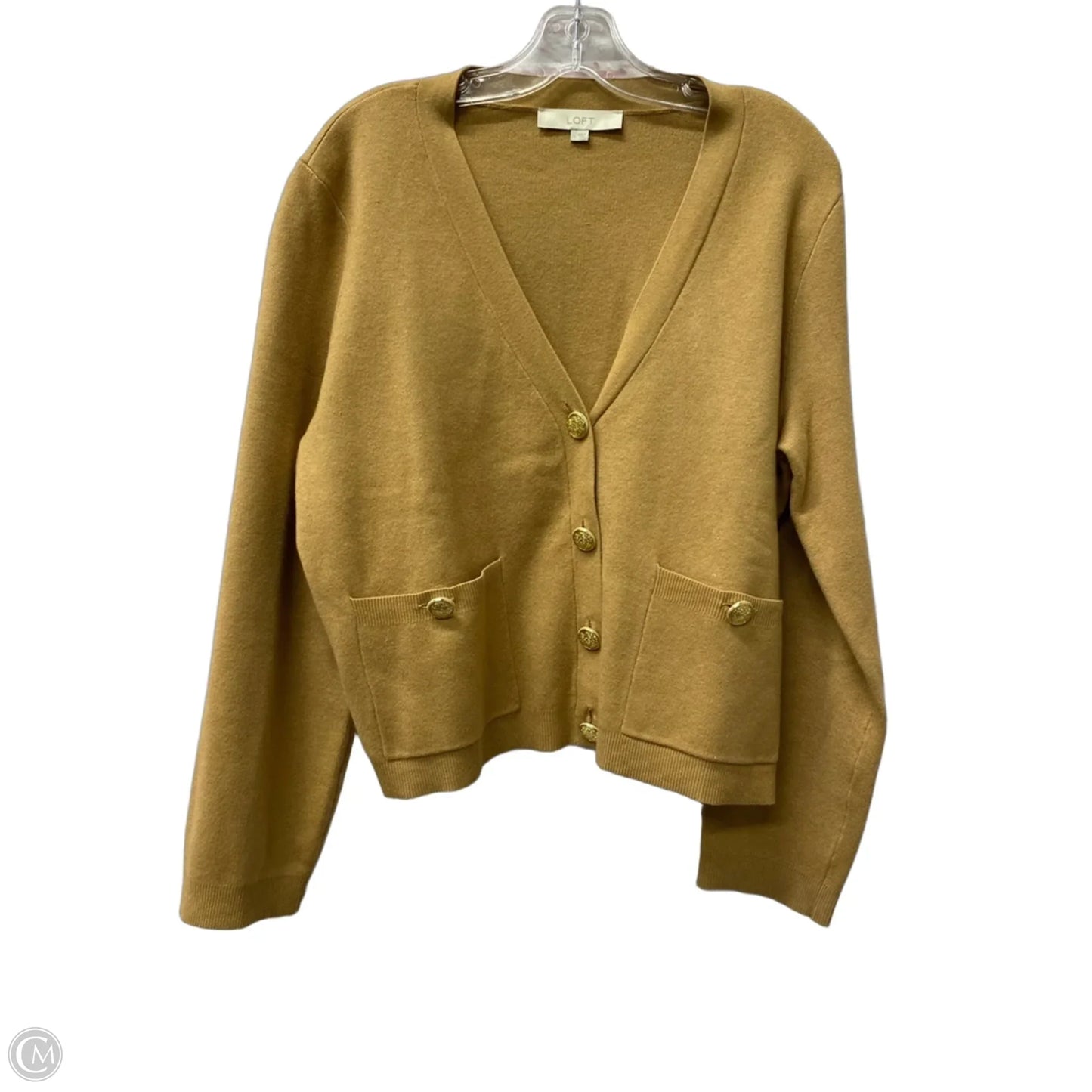 Sweater Cardigan By Loft In Tan, Size: L