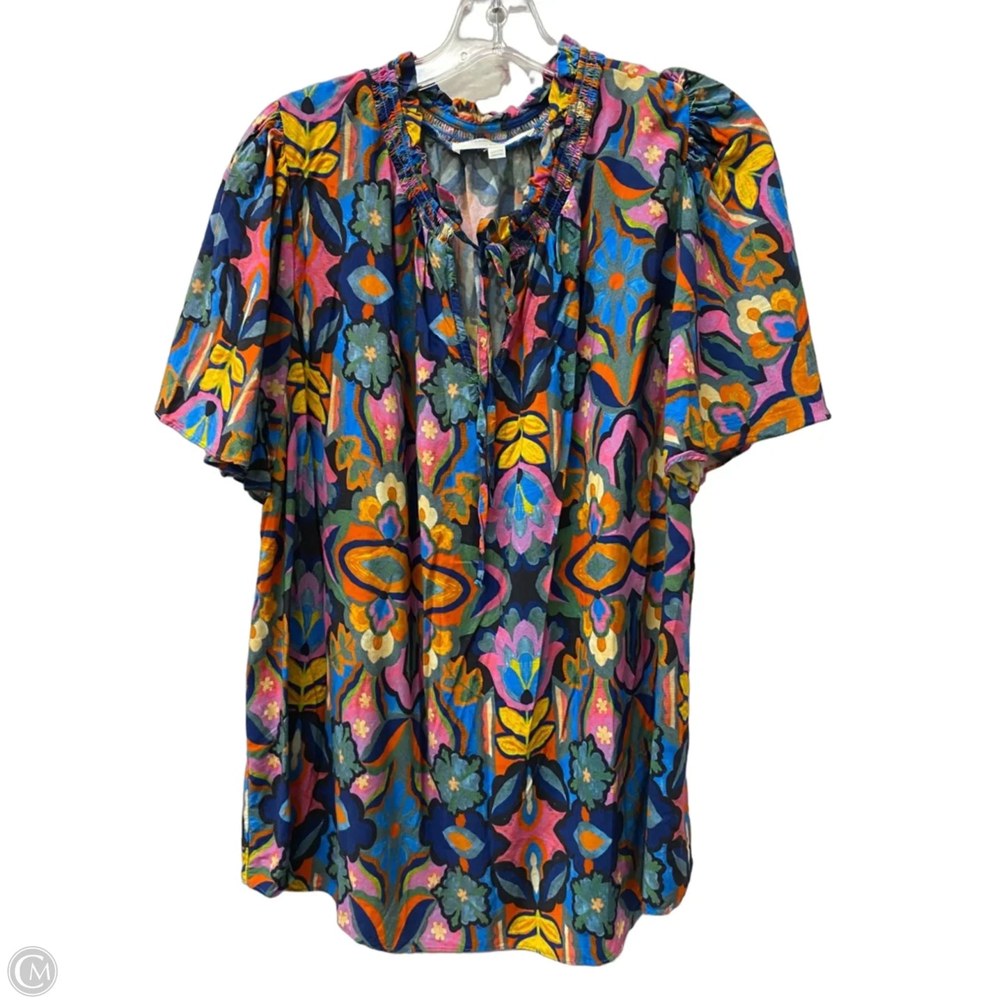 Top Short Sleeve By Chelsea And Theodore In Blue, Size: 2x