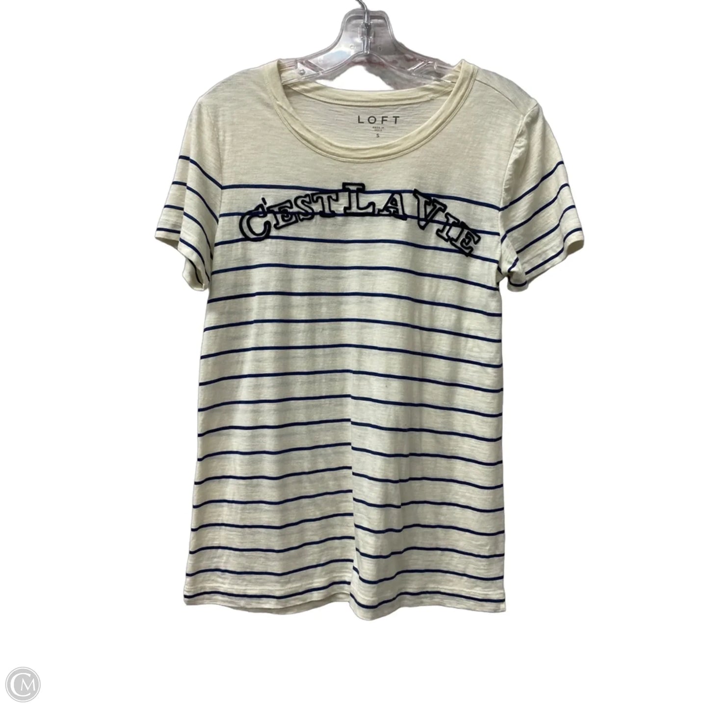 Top Short Sleeve By Loft In Ivory, Size: S