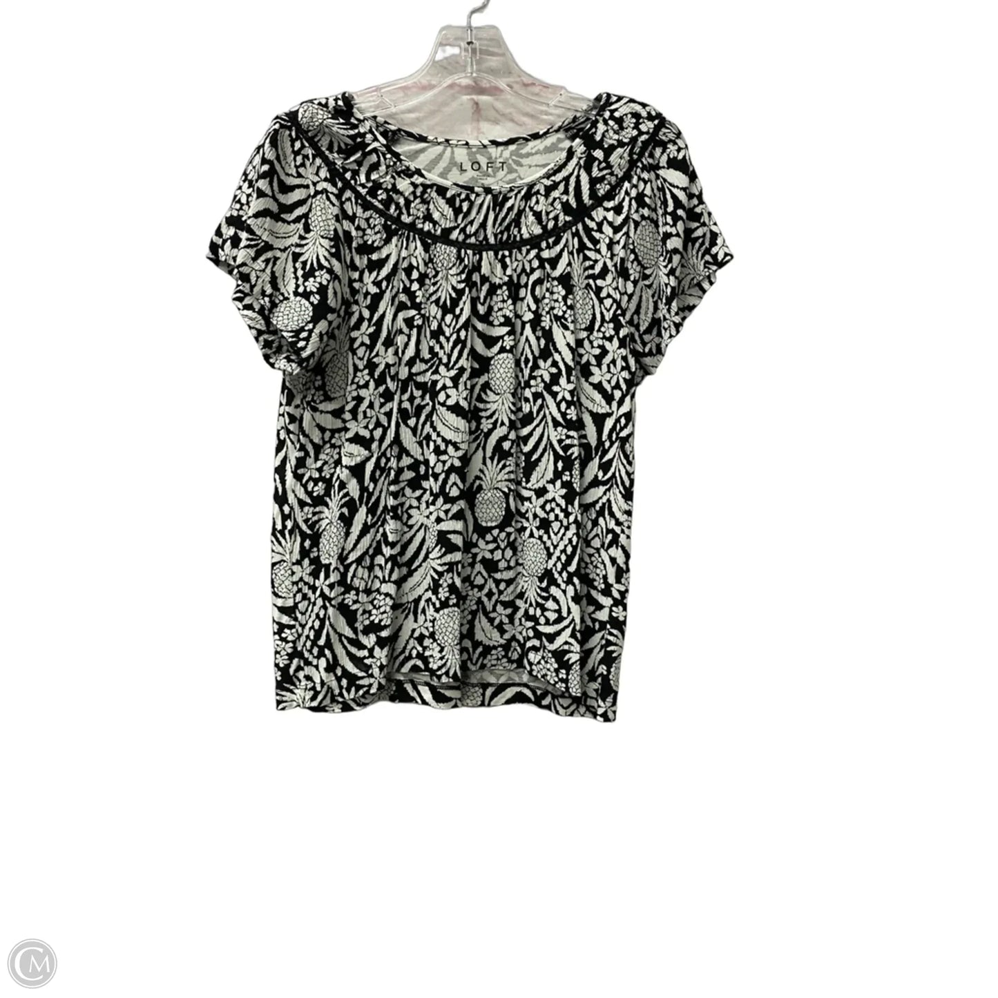 Top Short Sleeve By Loft In Black, Size: S