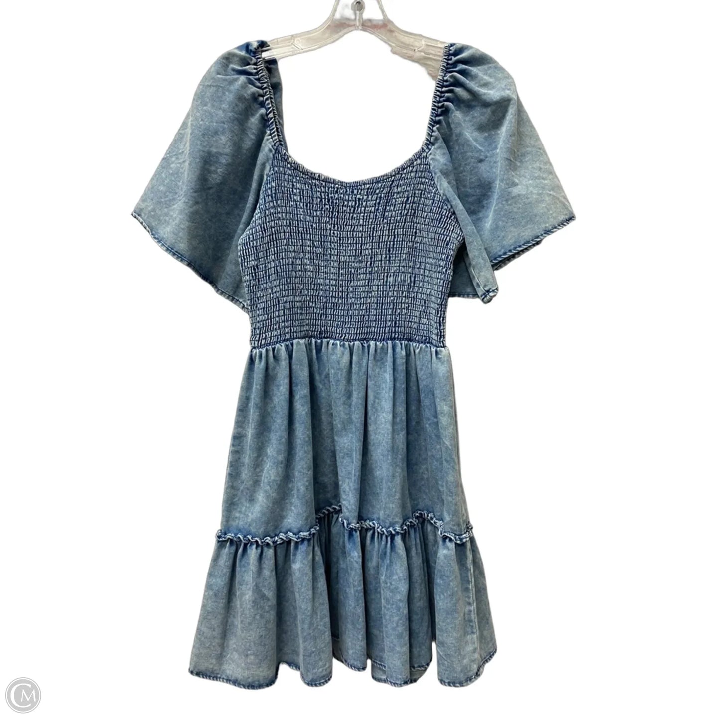 Dress Casual Short By Pink Lily In Blue Denim, Size: S