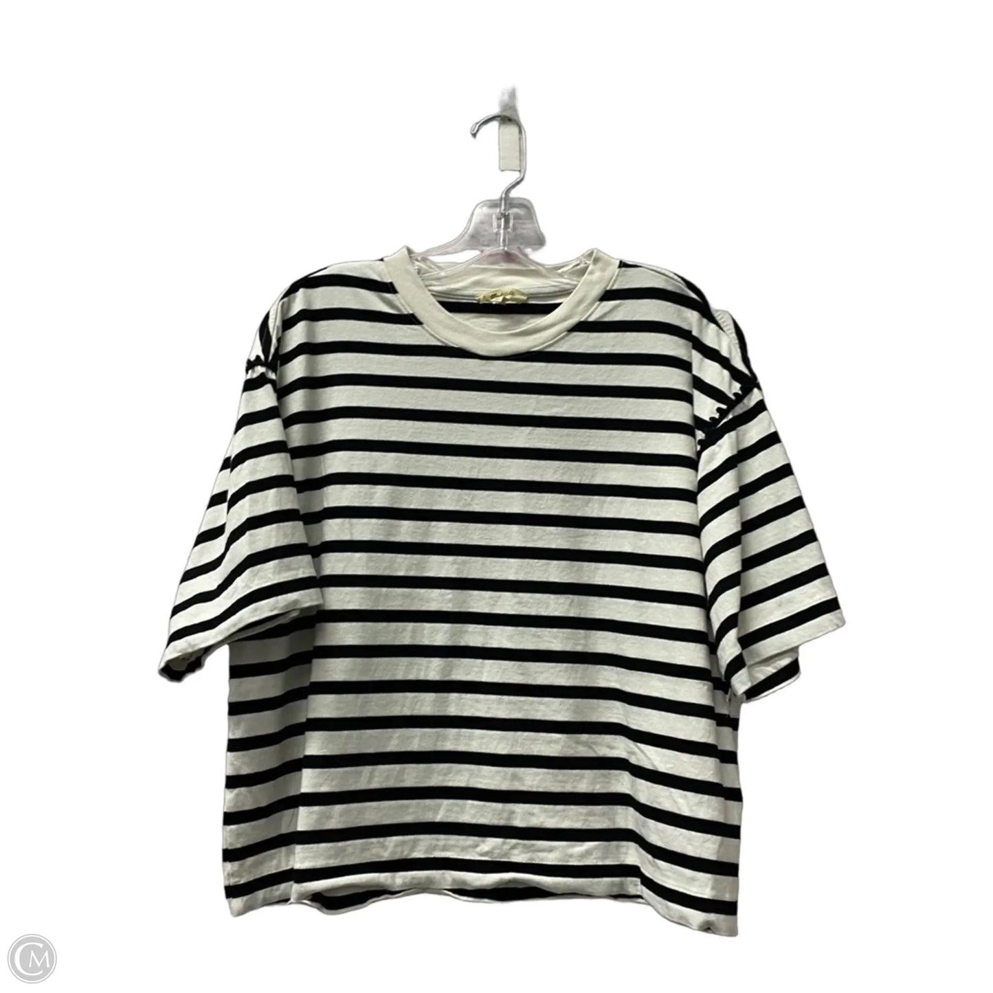 Top Short Sleeve By Madewell In Black & White, Size: M