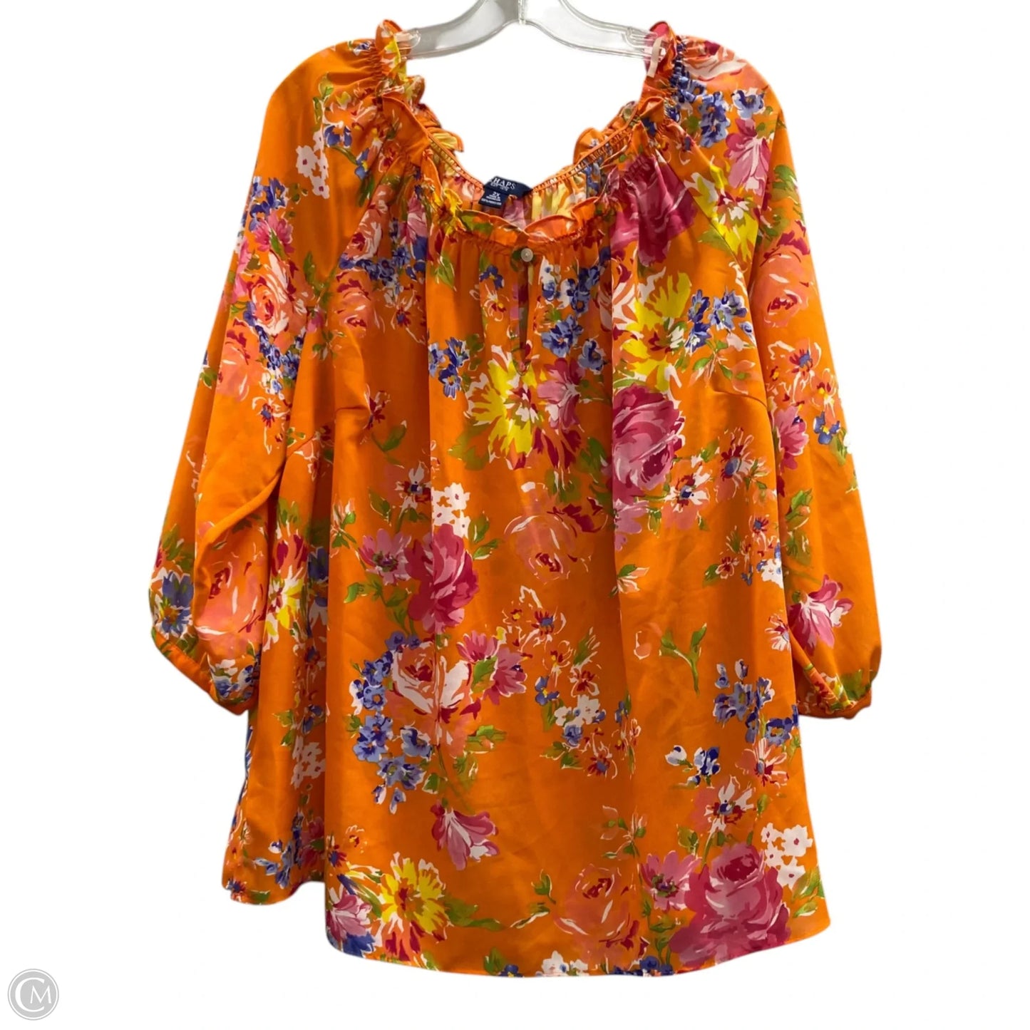 Top Short Sleeve By Chaps In Orange, Size: 2x