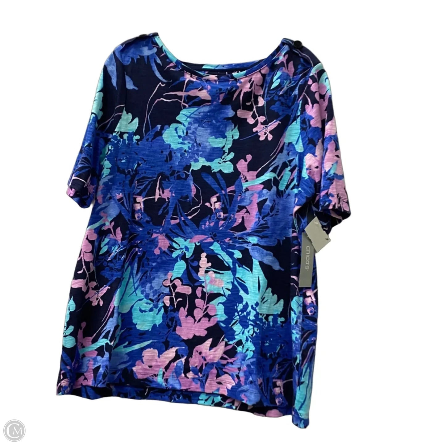 Top Short Sleeve By Chicos In Blue & Purple, Size: L