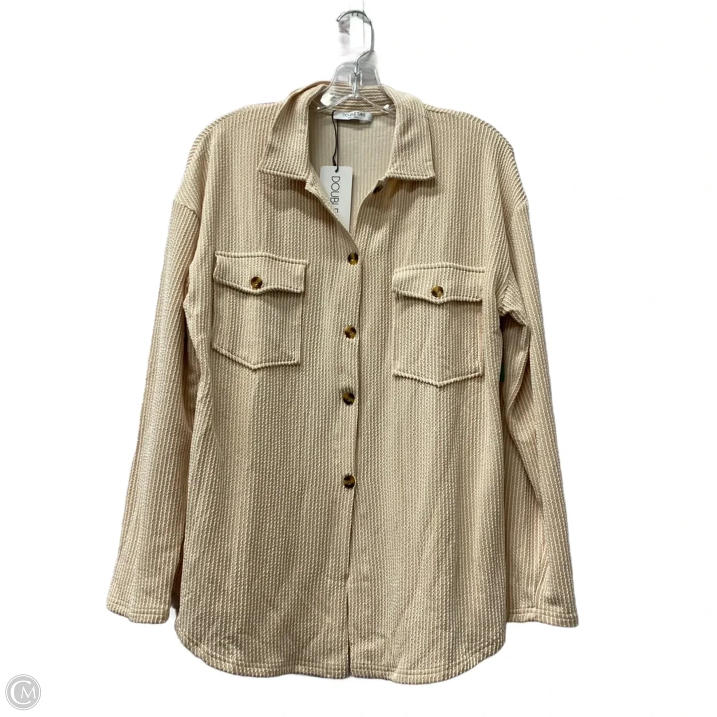 Top Long Sleeve By double take In Tan & White, Size: S