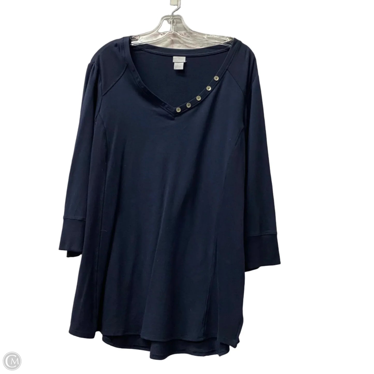 Top 3/4 Sleeve By Chicos In Blue, Size: Xl