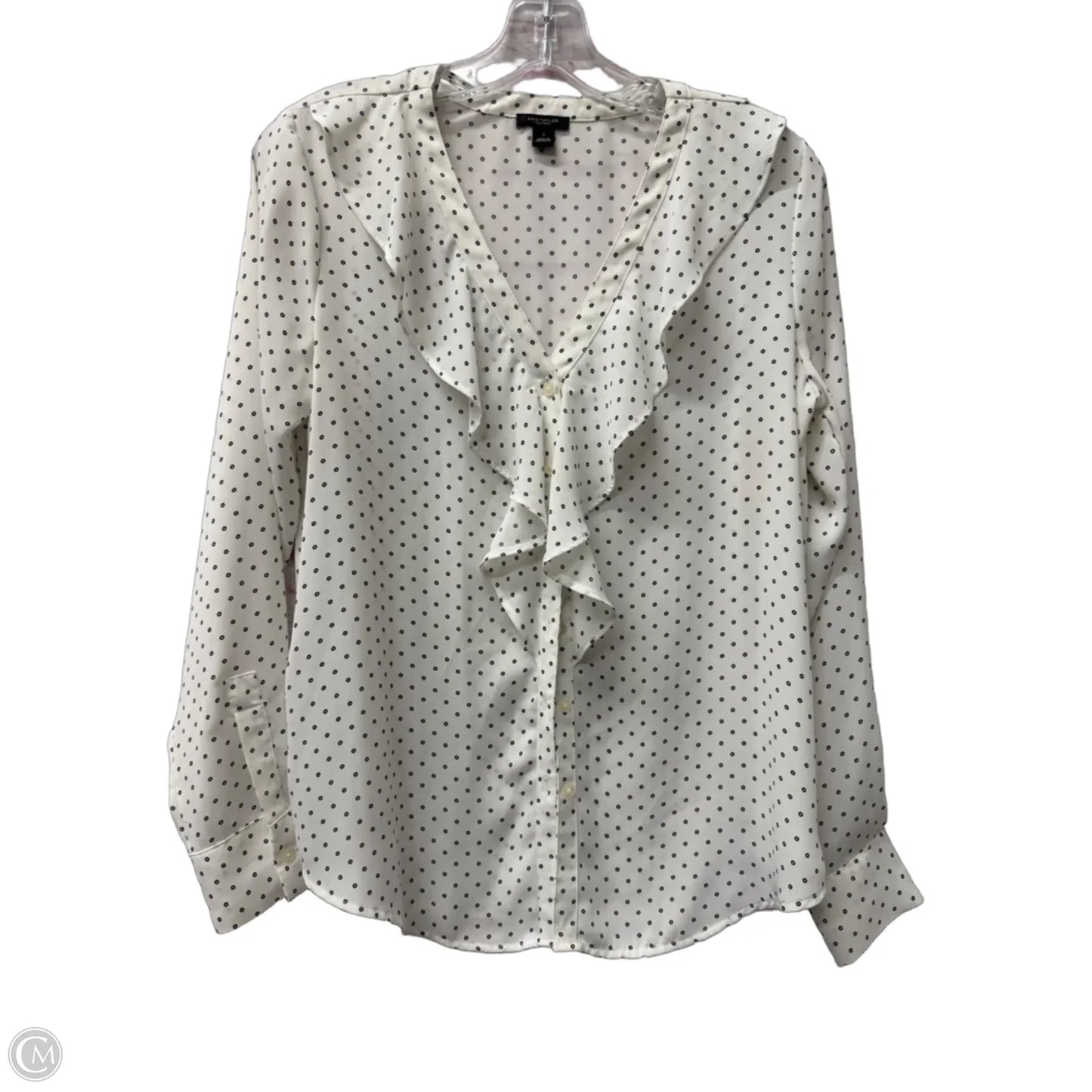 Top Long Sleeve By Ann Taylor In White, Size: S