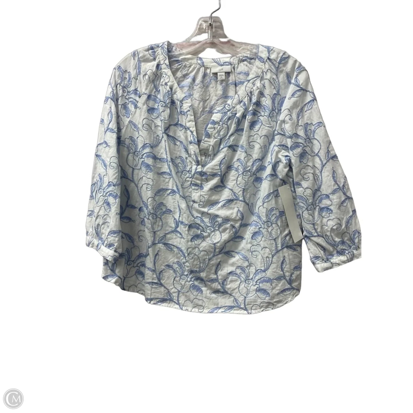 Top 3/4 Sleeve By J. Jill In Blue & White, Size: Mp