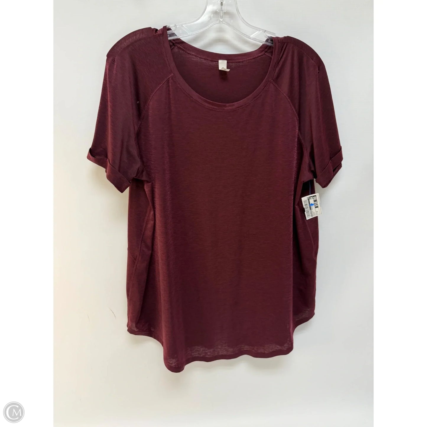 Athletic Top Short Sleeve By Lululemon In Maroon, Size: 10