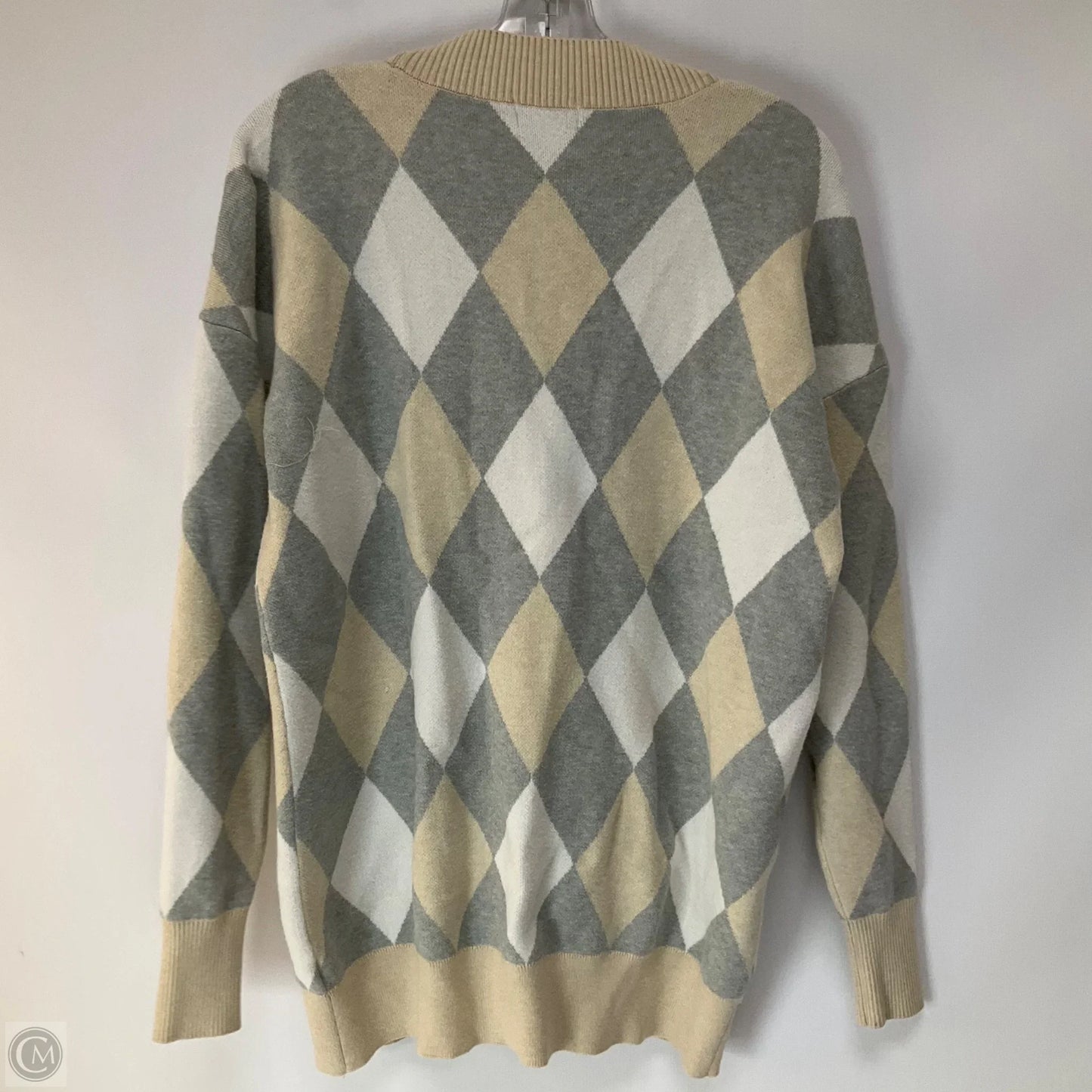 Sweater Cardigan By Evereve In Grey & Tan, Size: M