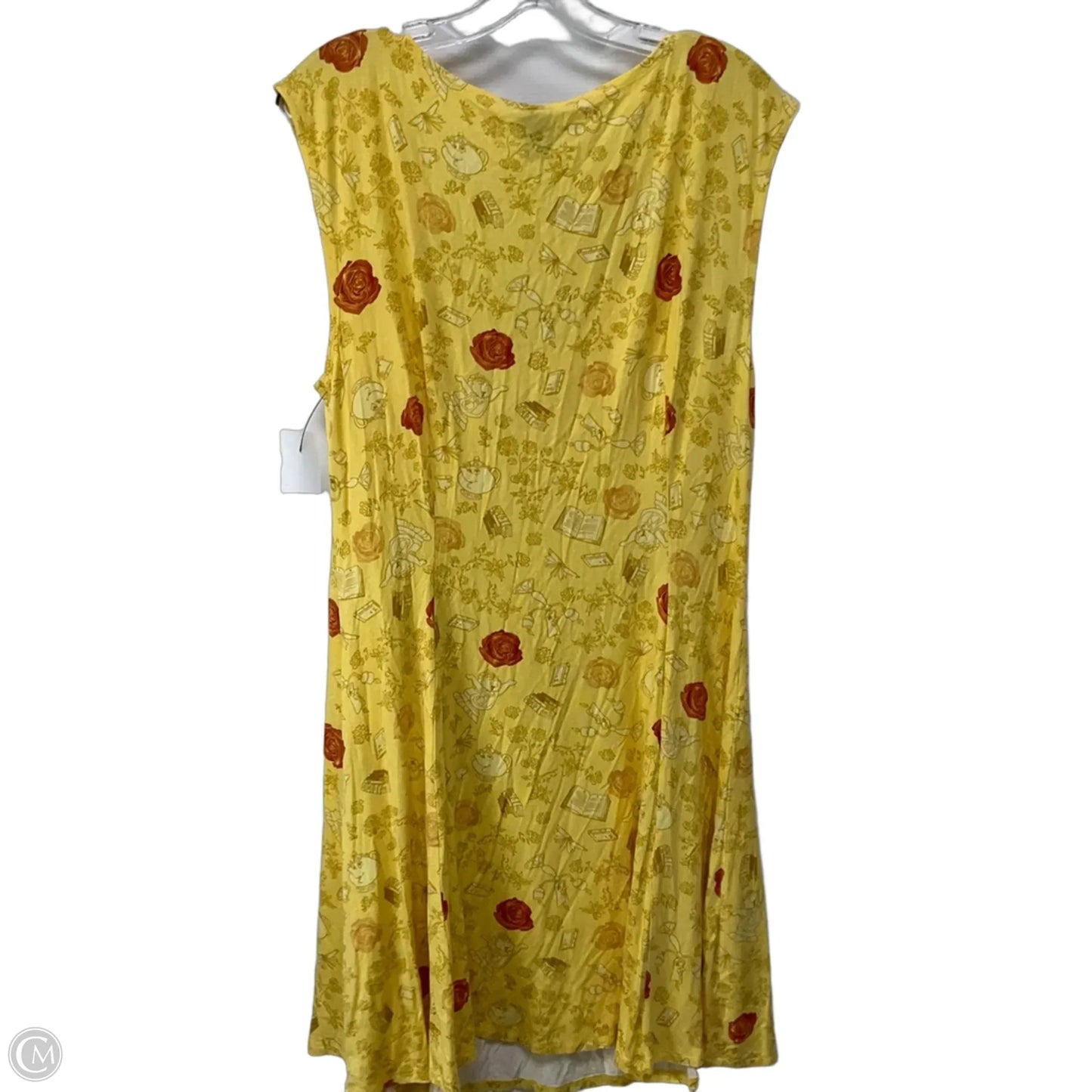 Dress Casual Short By Disney In White & Yellow, Size: Xxl