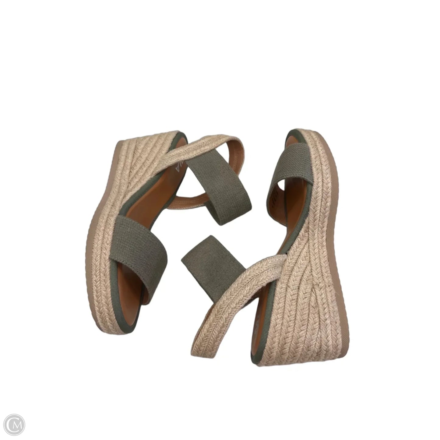 Sandals Heels Wedge By Mia In Green & Tan, Size: 9