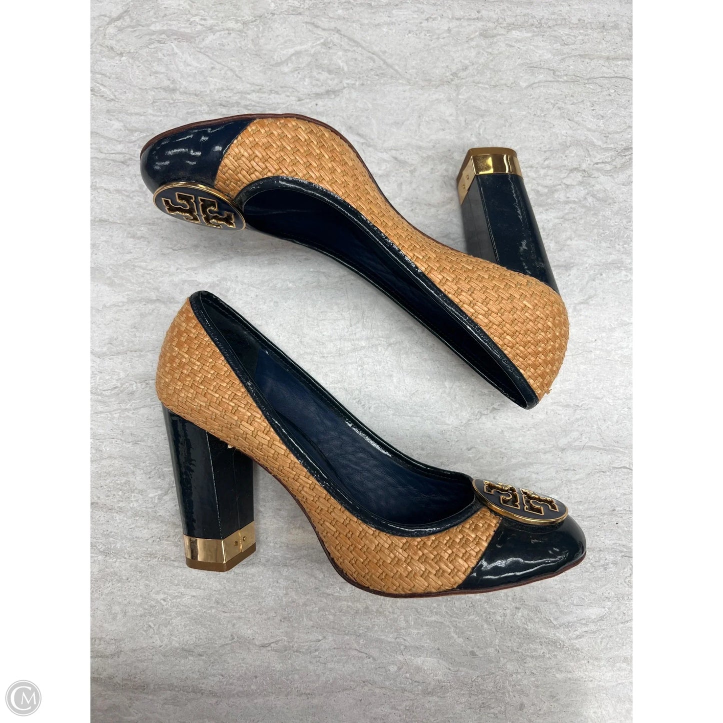 Shoes Designer By Tory Burch In Blue & Tan, Size: 8.5