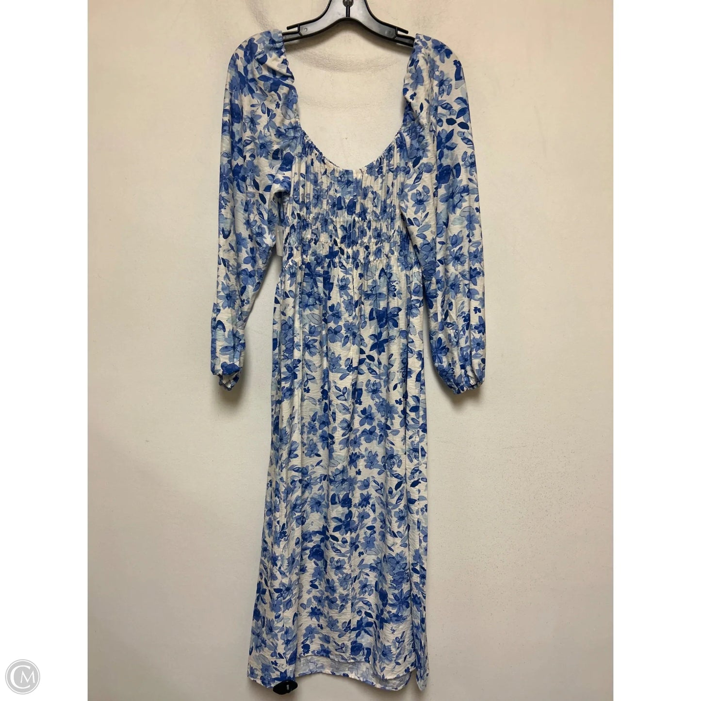 Dress Casual Maxi By H&m In Blue & White, Size: M
