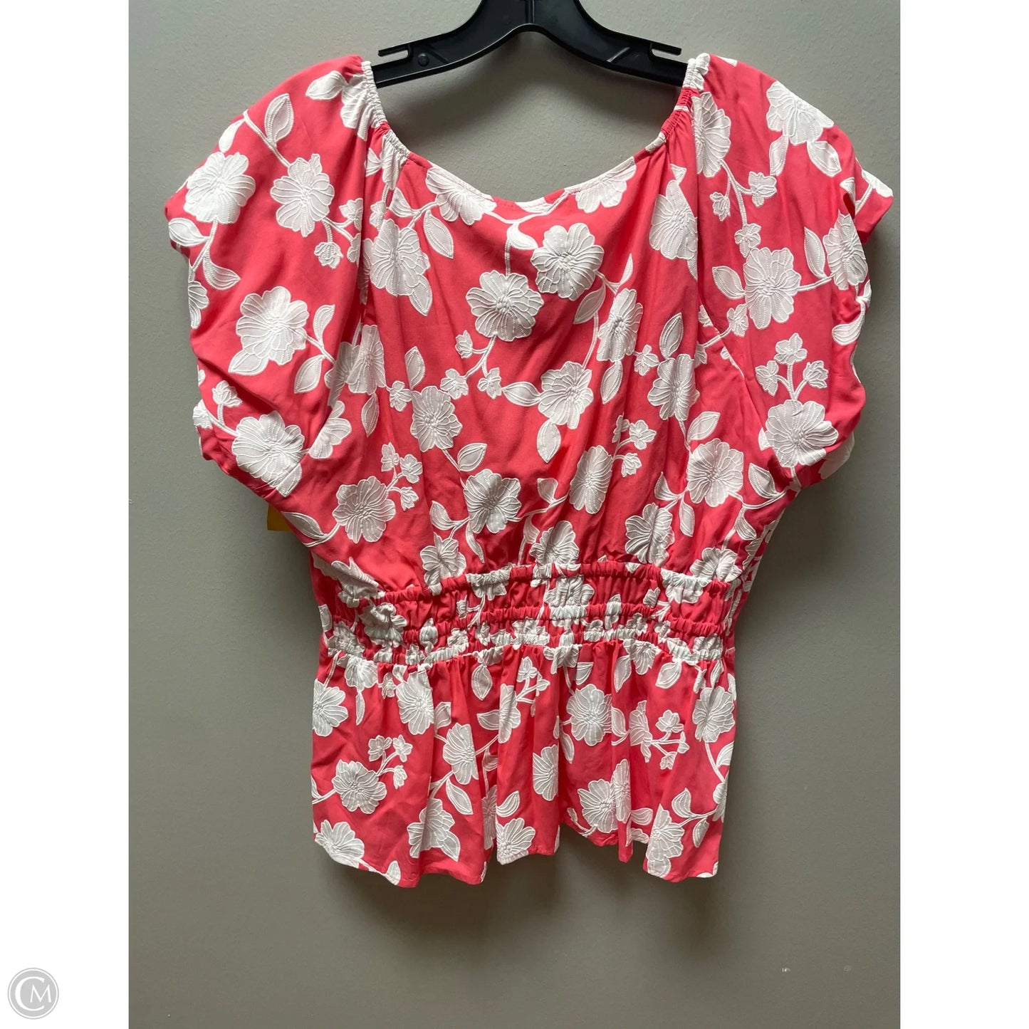 Top Short Sleeve By Tommy Hilfiger In Pink & White, Size: Xl